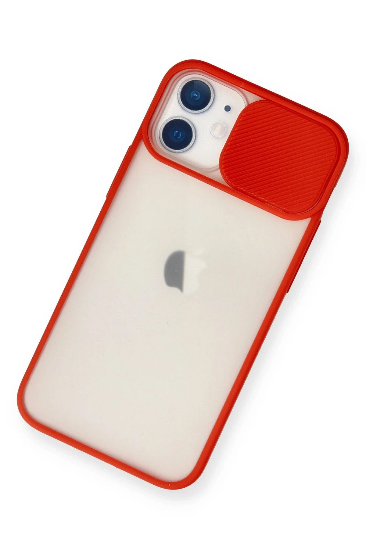 NewFace iPhone 11 Kılıf Palm Buzlu Kamera Sürgülü Silikon - Kırmızı SVLRS