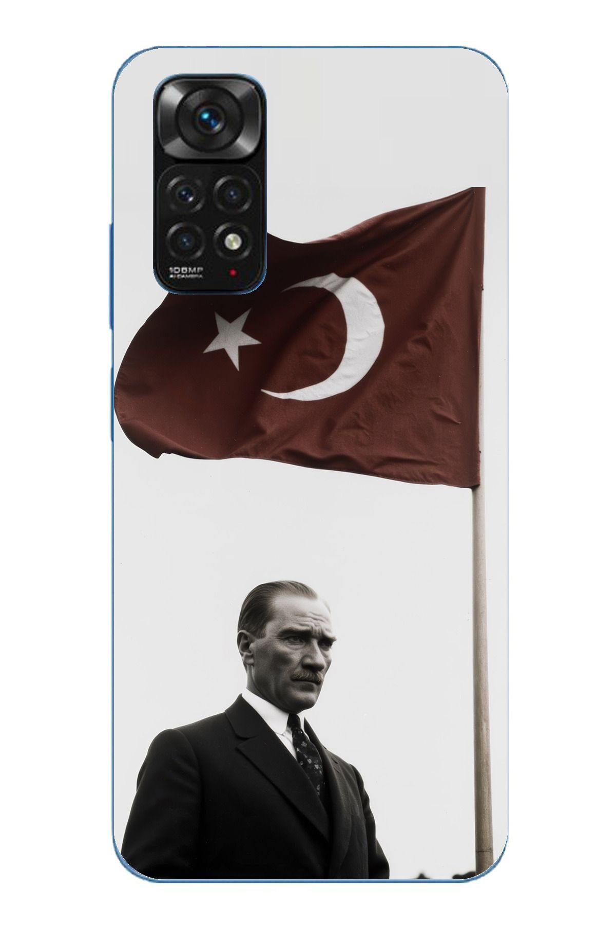 TechTree Redmi Note 11 / 11S Uyumlu Atatürk Bayrak Şeffaf Silikon Kılıf