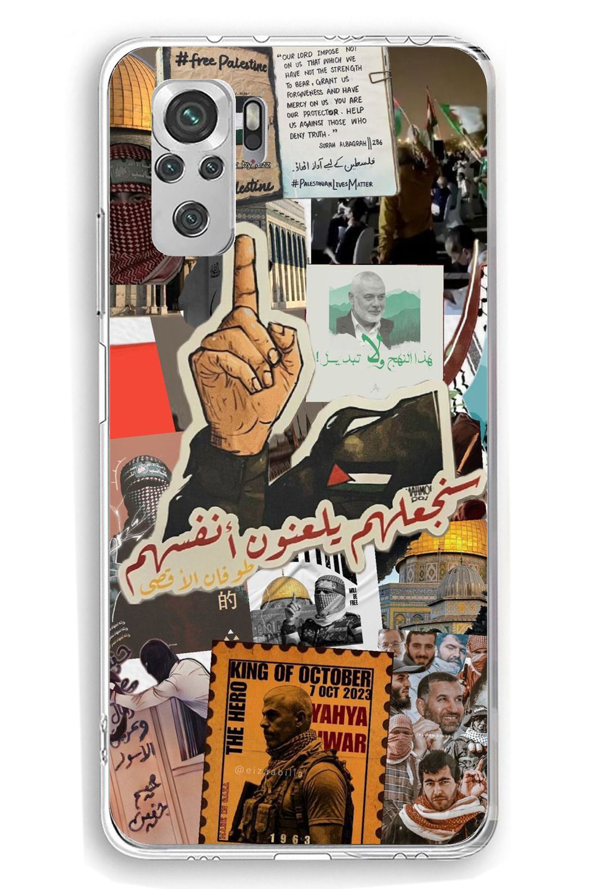 TechTree Redmi Note 10 / 10S Uyumlu Filistin Özgürlük Şeffaf Silikon Kılıf