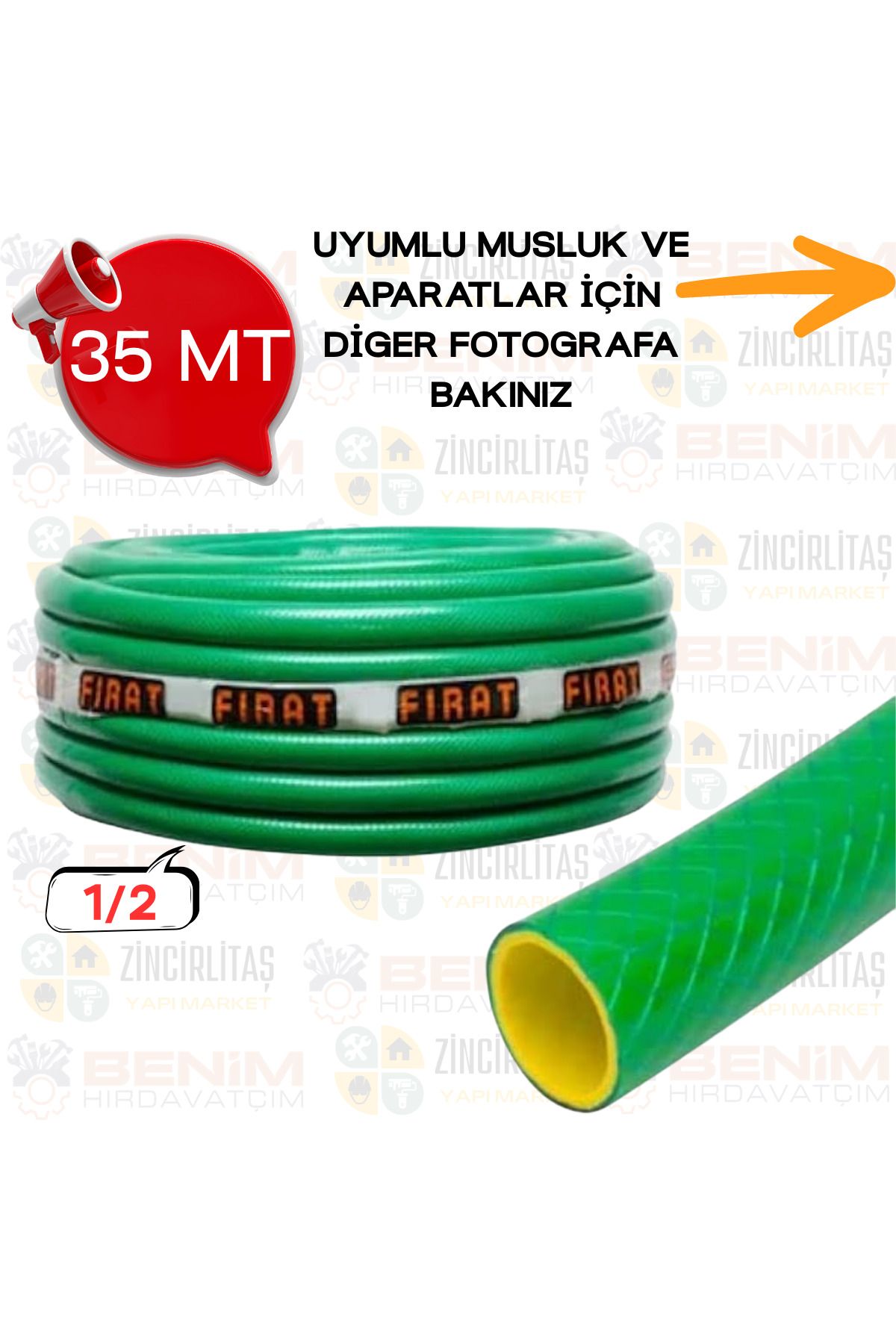 Benim Hırdavatcım BAHÇE HORTUMU / ARABA YIKAMA HORTUMU / BAHÇE SULAMA / BAHÇE / HORTUM / YIKAMA HORTUMU / 35 METRE