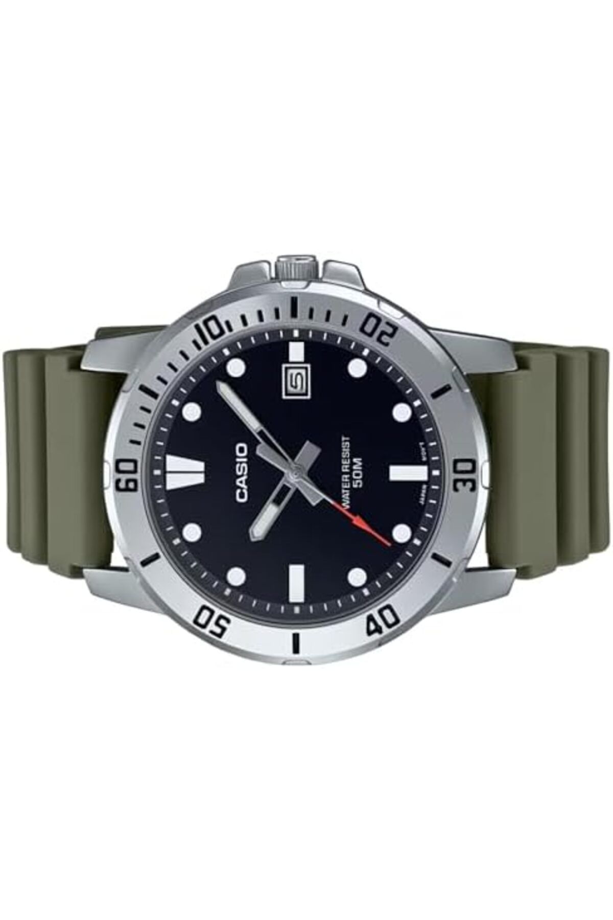 Casio-Men's Analog Watch with Black Dial and Green Strap - Model MTP-VD01-3EVUDF 4