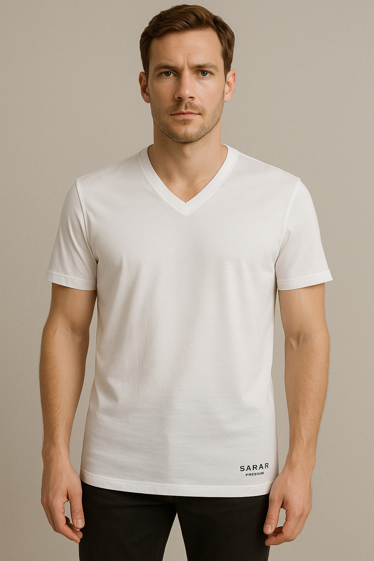 Sarar-Premium V-Neck Undershirt Special Production 100% Cotton White 1