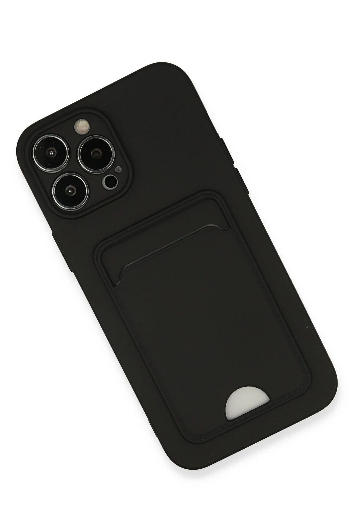 NewFace iPhone 13 Pro Max Kılıf Kelvin Kartvizitli Silikon - Siyah ALMLA