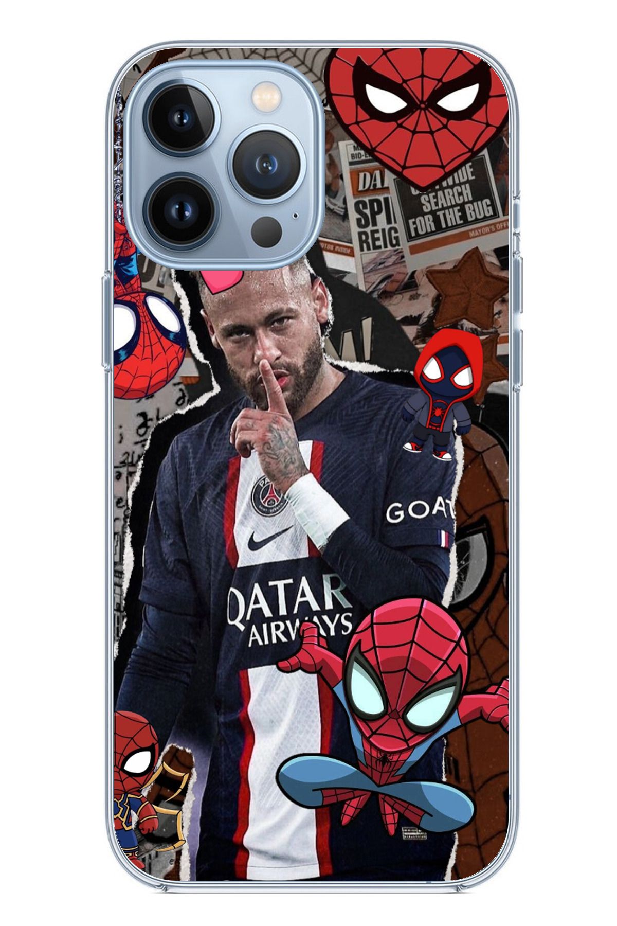 TechTree iPhone 13 PRO MAX Uyumlu Neymar PSG Şeffaf Silikon Kılıf