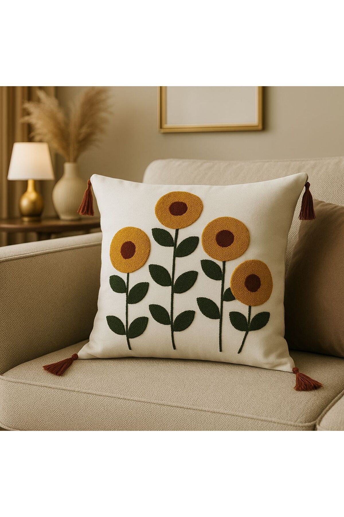 Salteks Punch Panç Nakşlı Dekoratif kırlent Kılıfı (1Adet) 44x44 Cm