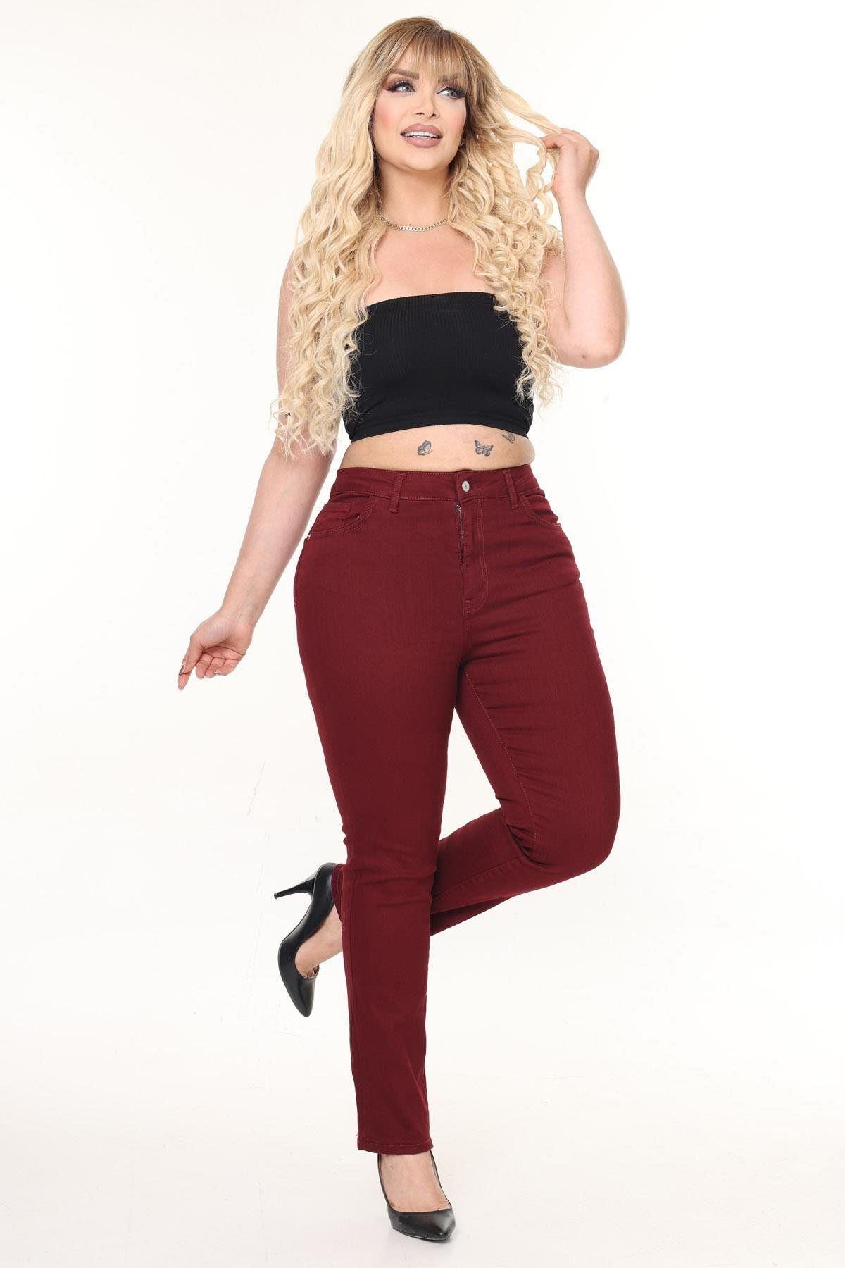 İstangül Butik Büyük Beden Full Likralı Boru Paça Jean