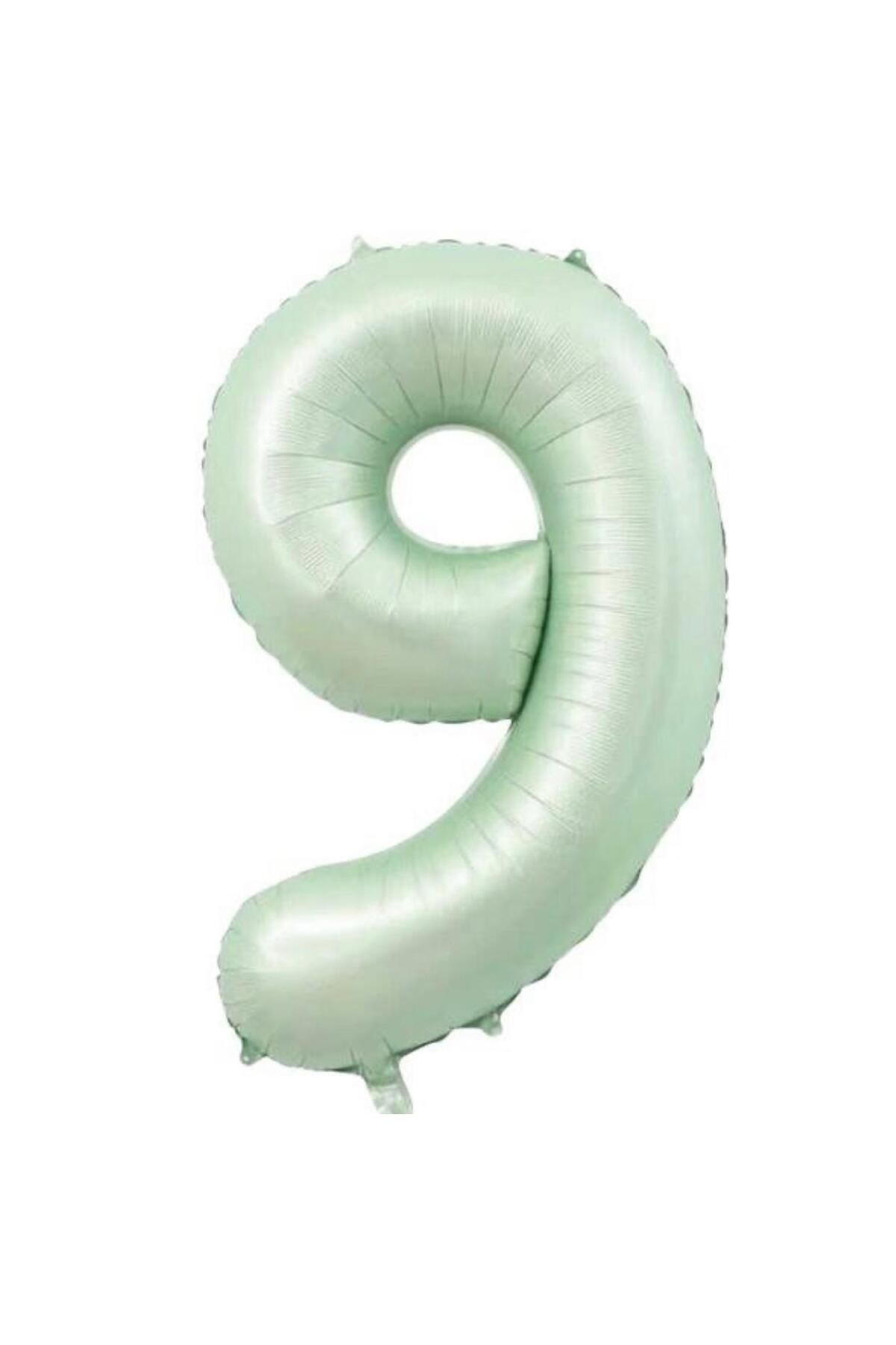 MİNAY 9 RAKAM FOLYO BALON RETRO YEŞİL RENK 34" 76cm