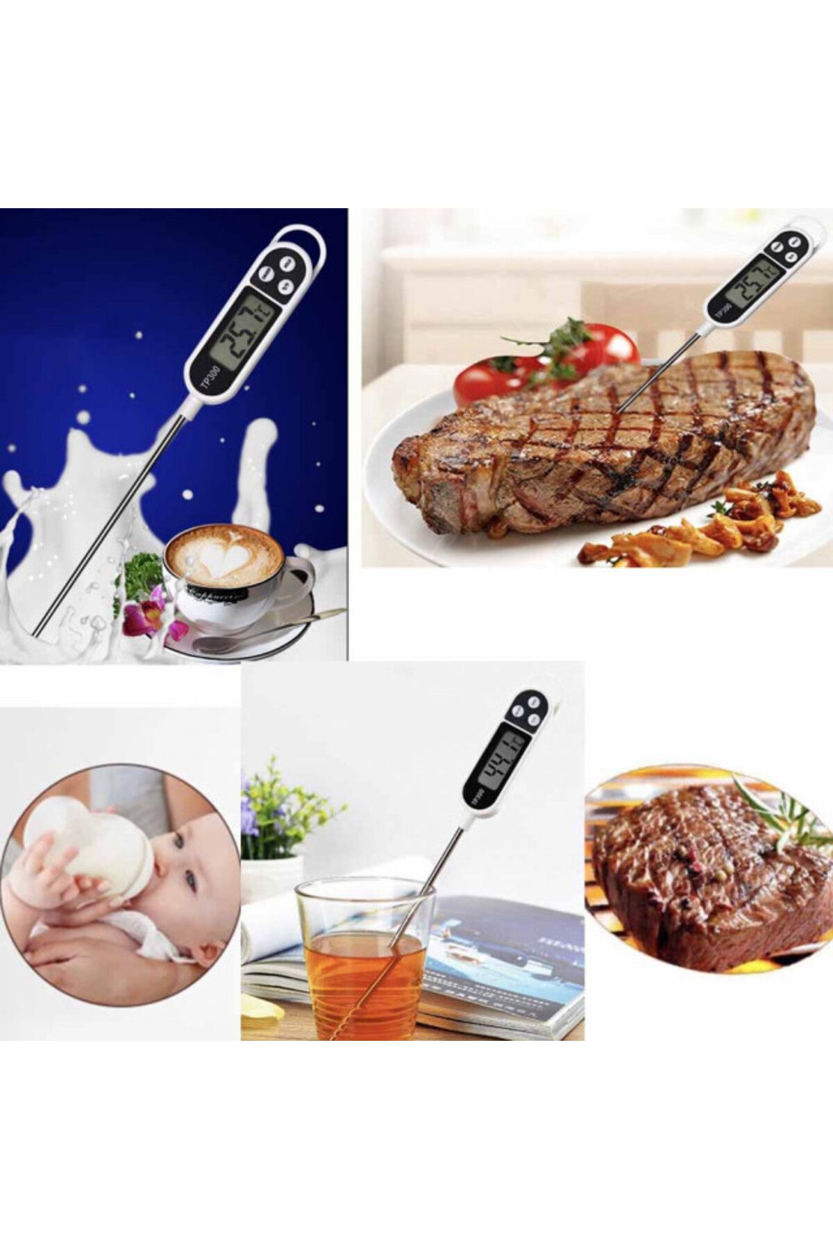 PUFO-Digital Food Thermometer With Rod, Lcd Display, 3 Buttons, Measurement Range -50° C - 300° C 5