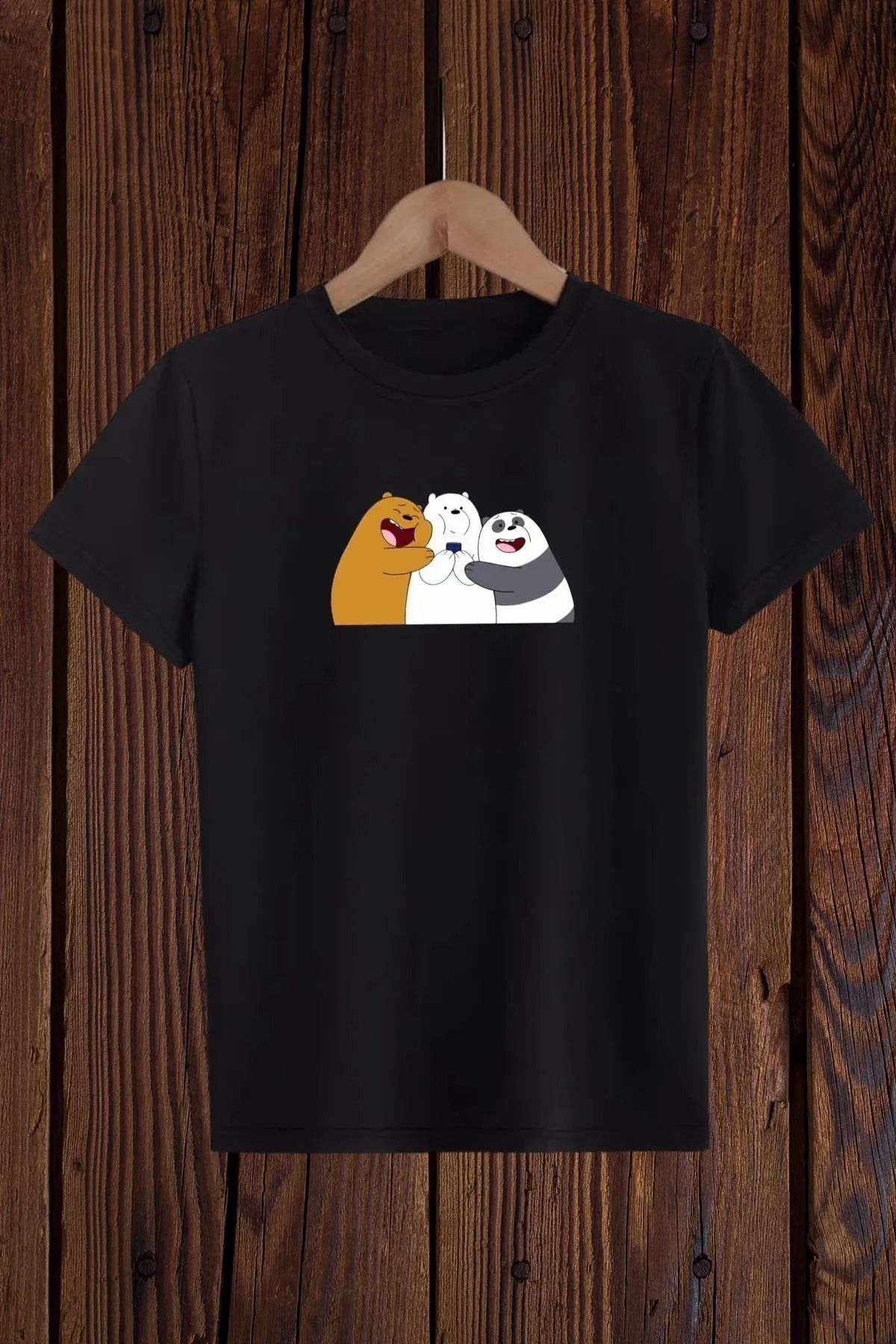 FeaR LeeS Sarılan Pandalar Baskılı Kızerkek Çocuk T-shirt