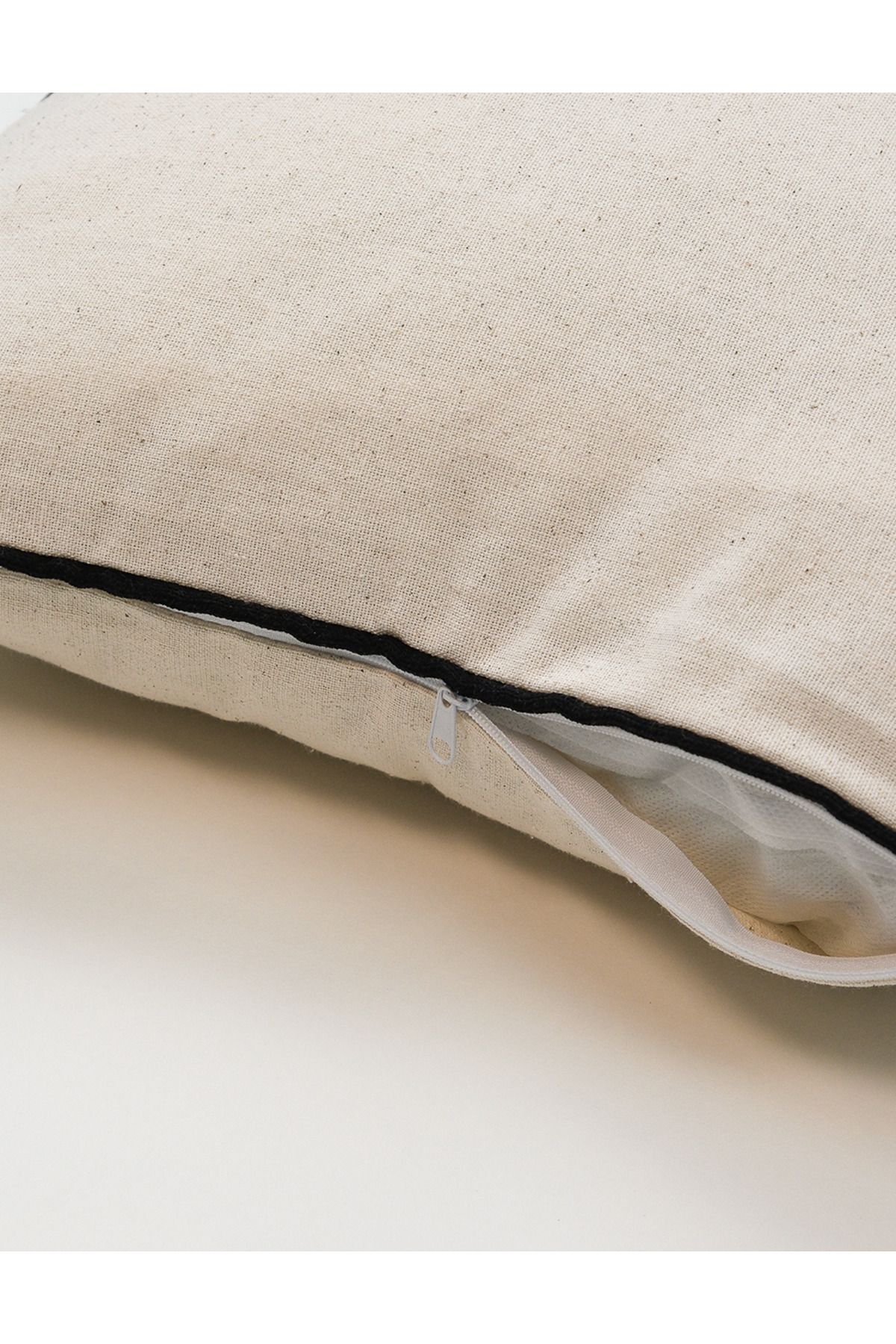 Galia Tasarım-Minimal Edge - Stripe Bias Twill Rectangular Throw Pillow Cover - Black 5