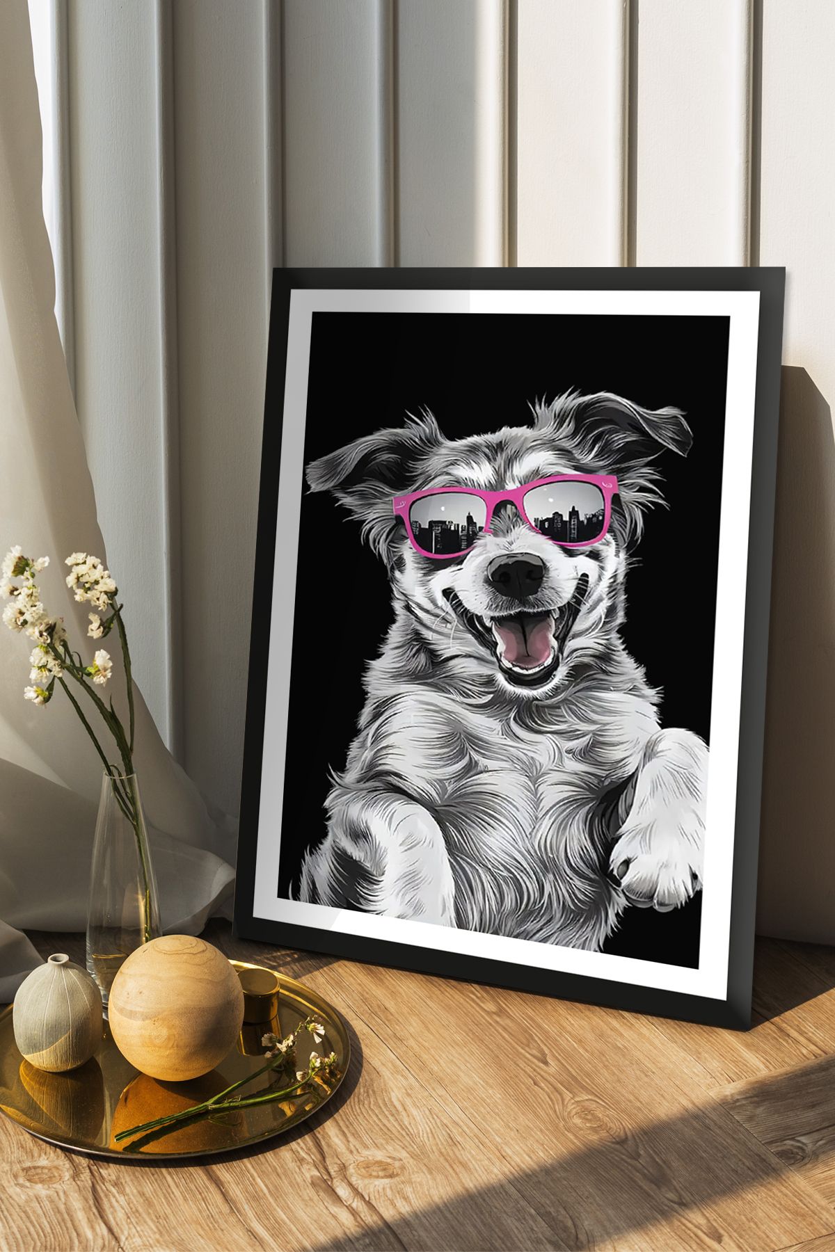 Cadran Köpek tasarımlı Çerçeve Görünümlü Mdf Tablo