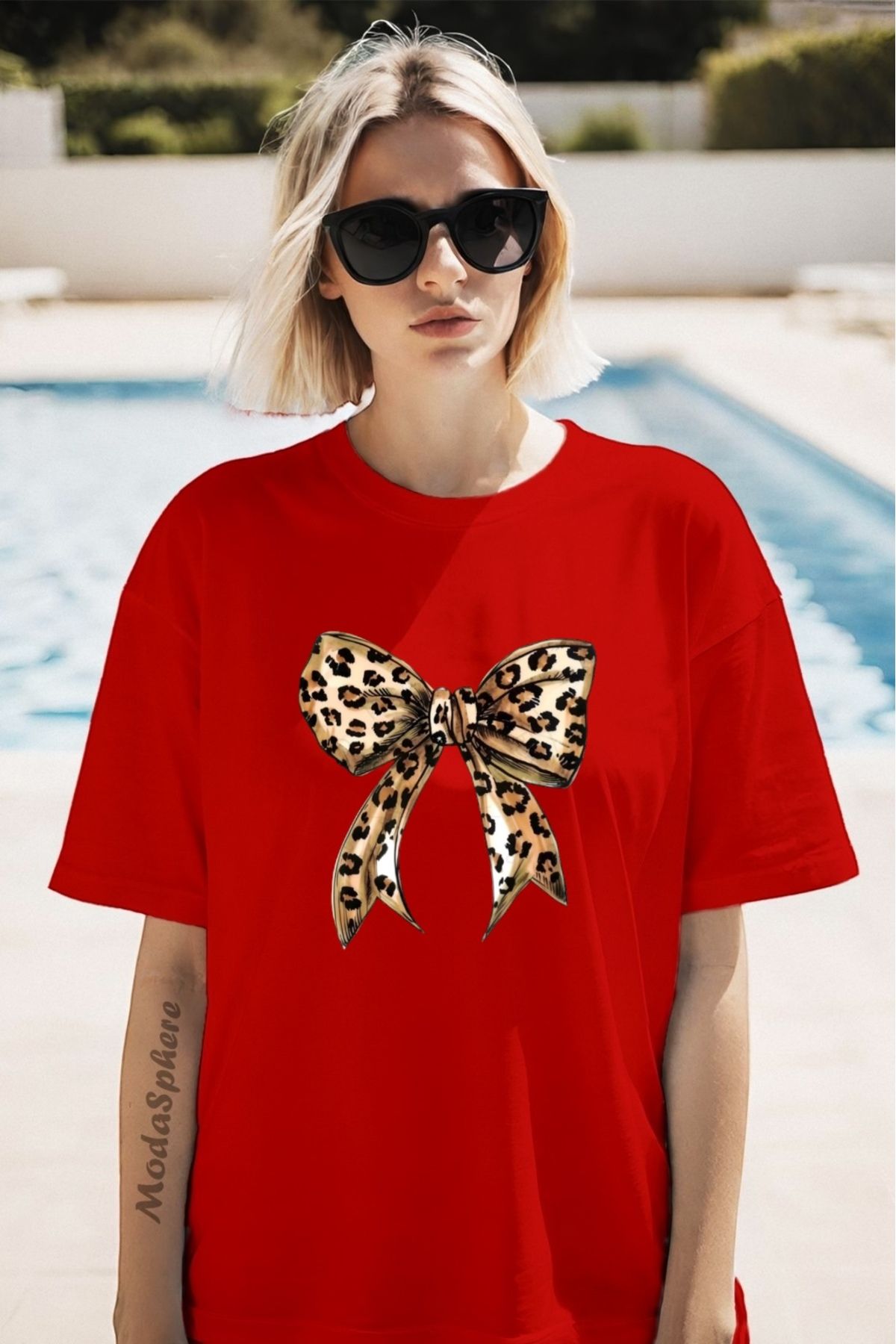 ModaSphere Fiyonk Baskılı Unisex Oversize Tişört