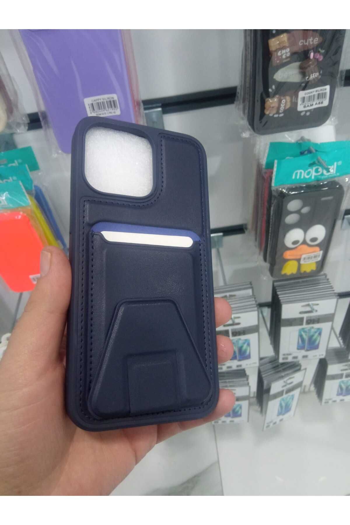 Story İphone 15 Pro Max Kart Gözlü Ayaklı Kılıf
