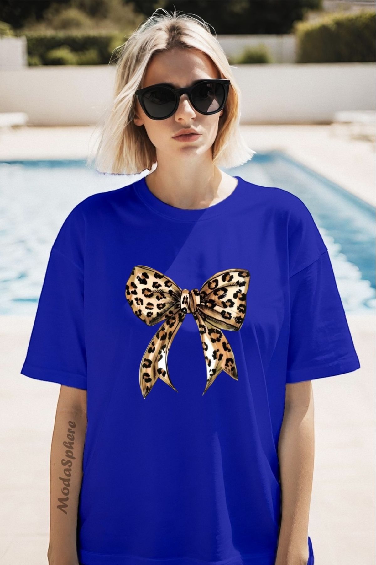 ModaSphere Fiyonk Baskılı Unisex Oversize Tişört