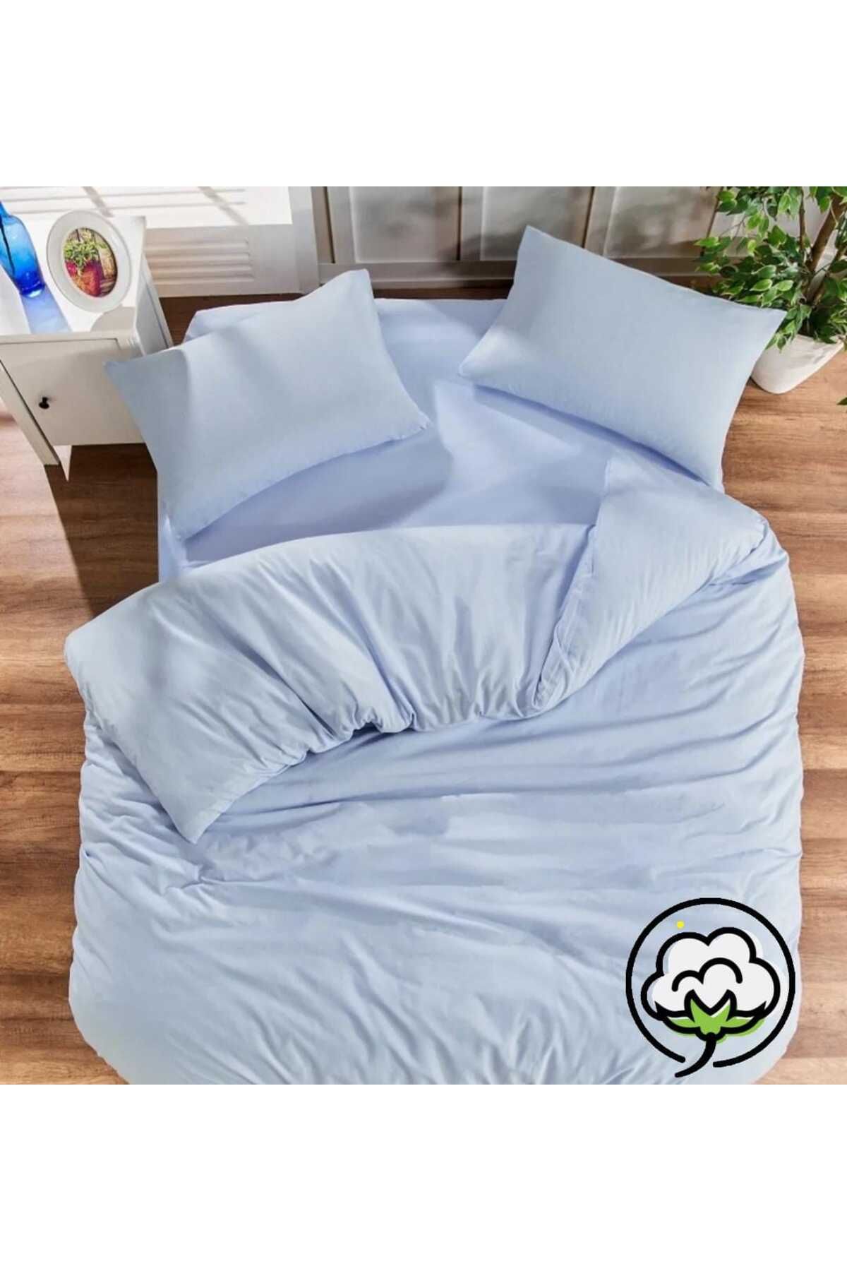 vippazar Nevresim takımı çift kişilik %100 pamuklu mavi renk natural cotton