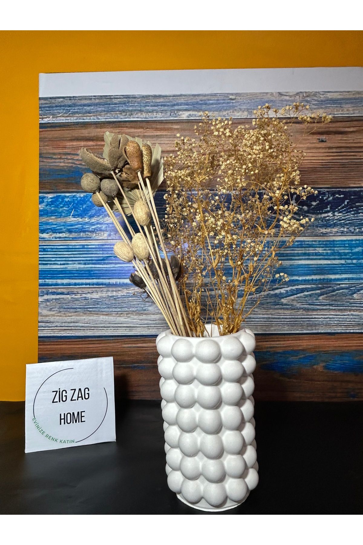 Zigzag Home Büyük Boy Buuble Vazo Kaşıklık Dekoratif Bohem Tarz Baloncuklu Buuble Vazo