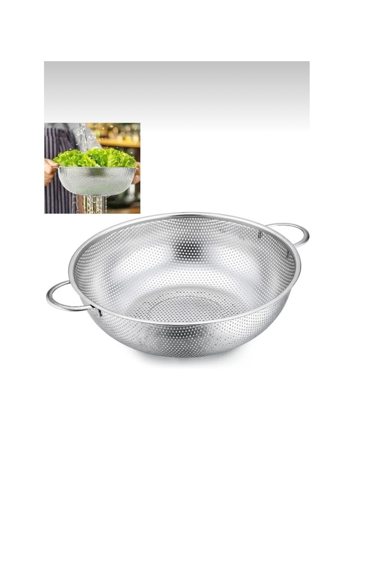 abnturk Metal Kulplu Paslanmaz Çelik Tel Sepet Süzgeç 29cm