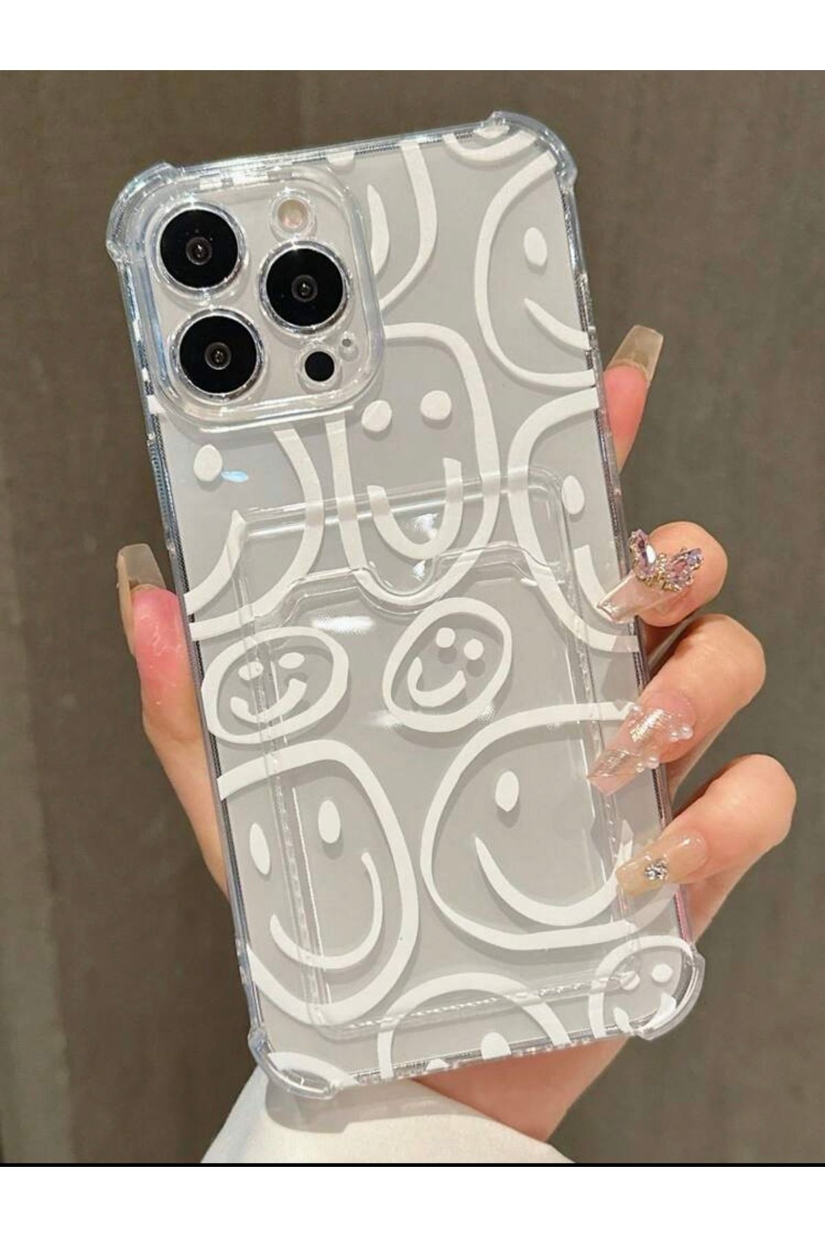 MirazTasarim IPHONE 14 PROMAX KARTLIKLI KÖŞE DARBE KORUYUCULU ŞEFFAF KILIF
