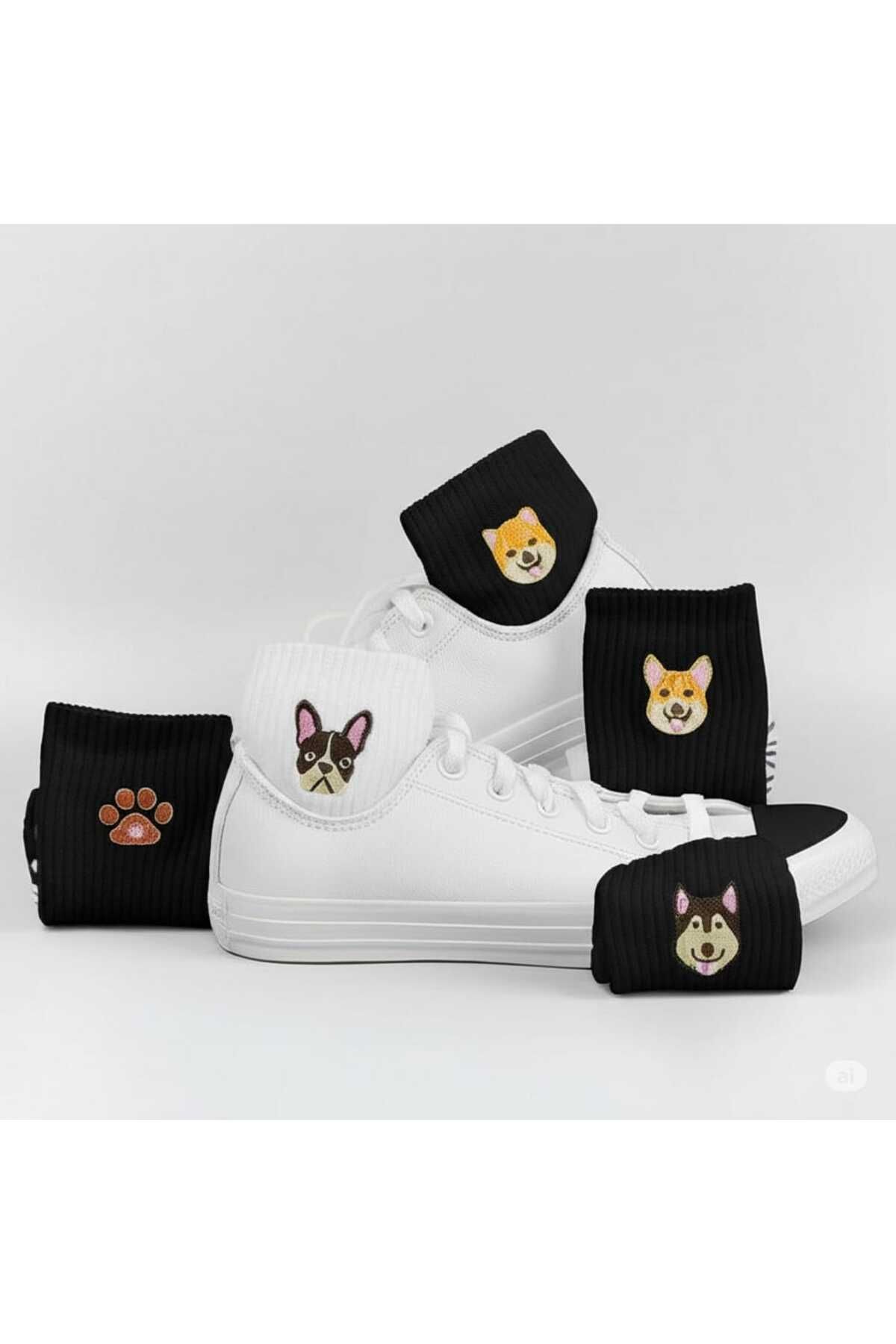 Anelli Nakışlı Özel Tasarım Evcil Hayvan Temalı Unisex Çorap , Kişiye özel, Evcil Hayvan, Kedi,Köpek
