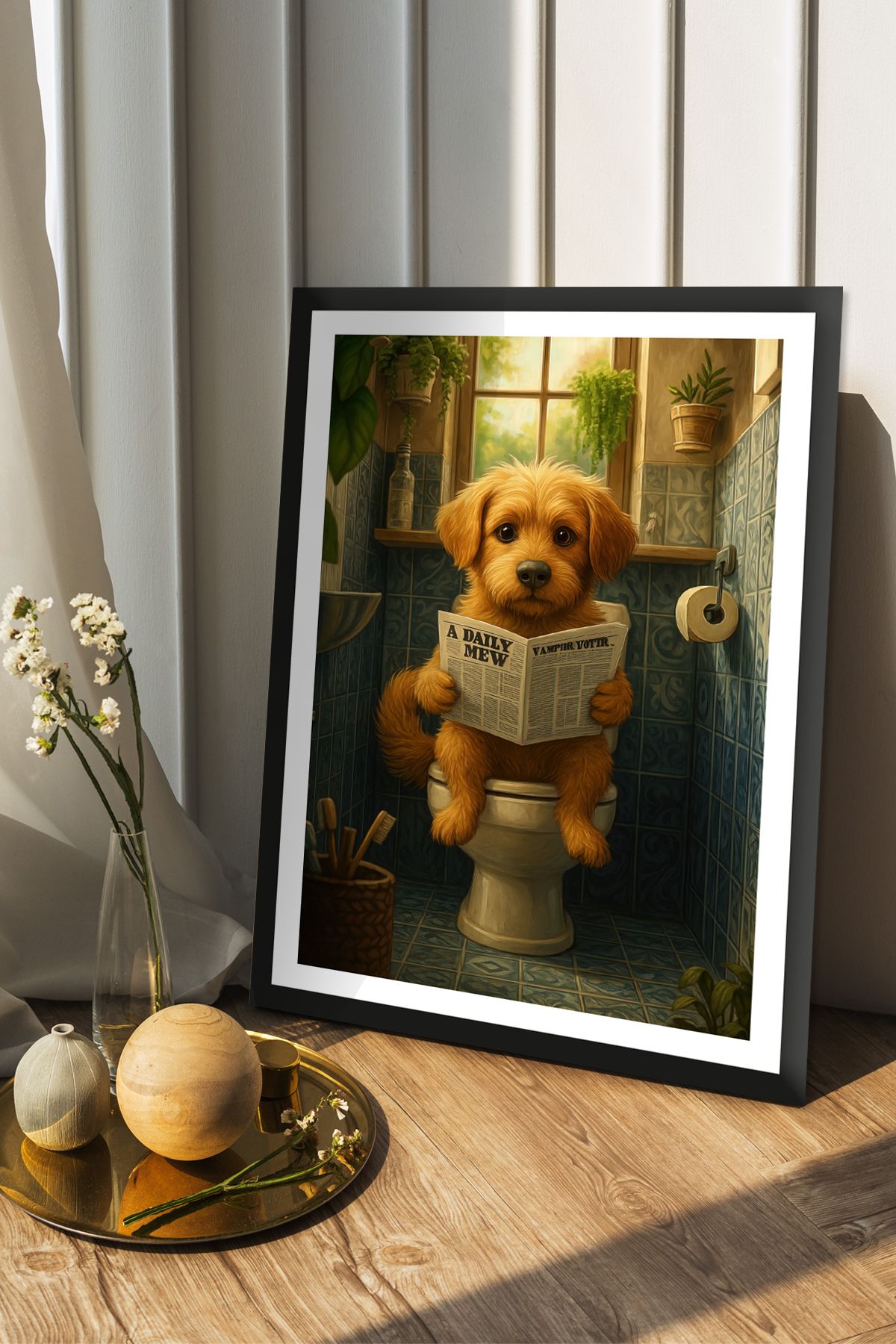 Cadran Köpek tasarımlı Çerçeve Görünümlü Mdf Tablo