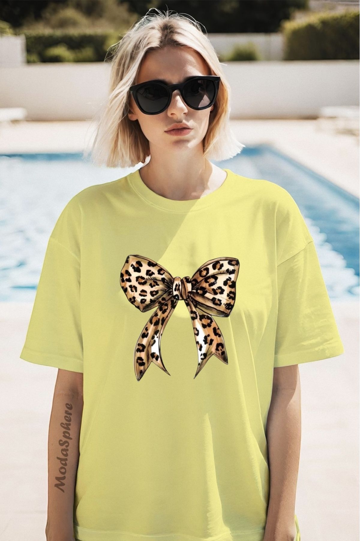 ModaSphere Fiyonk Baskılı Unisex Oversize Tişört