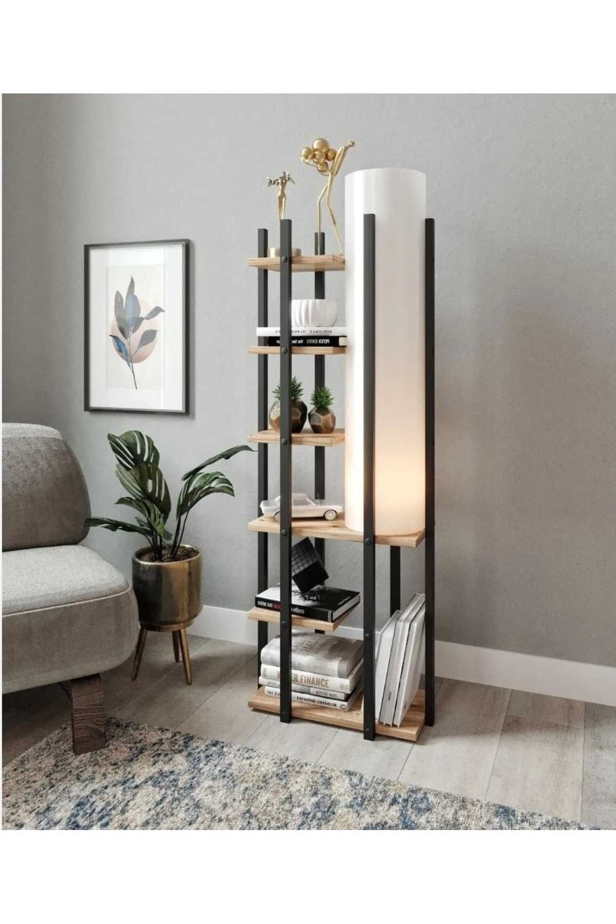 Tekster Moda Dor Kitaplık Lambader Atlantik Çam