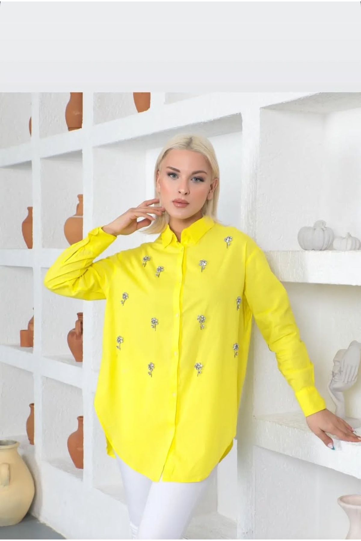 missclover Taş detaylı kadın gömlek