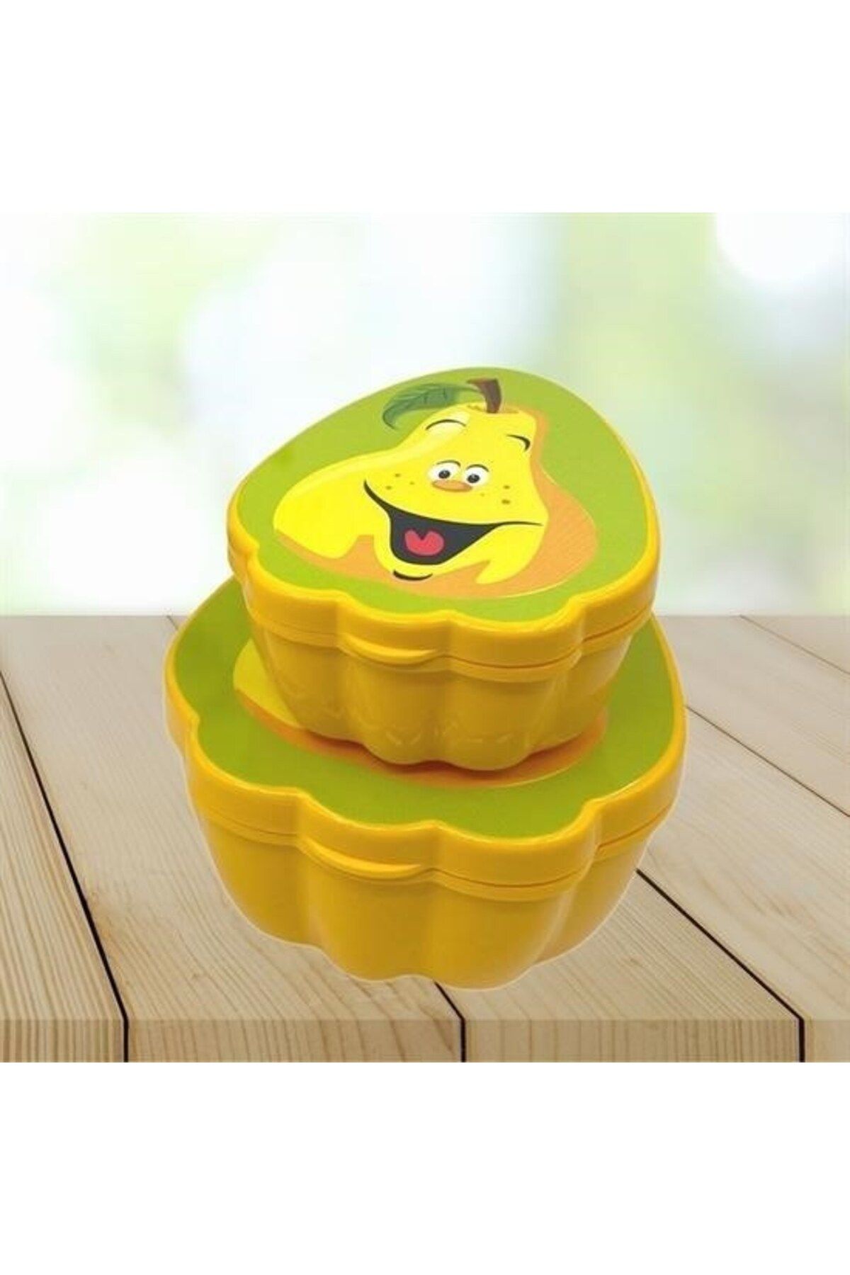 KfksStore 2 li İç İçe Geçebilen Armut Model Saklama ve Beslenme Kabı Seti (550 ml + 250 ml)