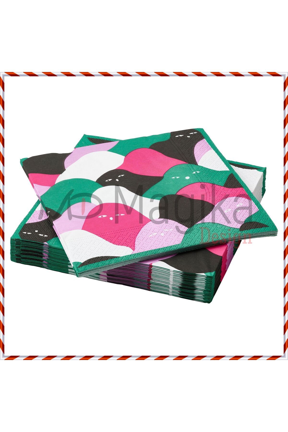 Magika Design Palpfjaril Renkli Desenli Peçete, 33x33 cm, 30'lu