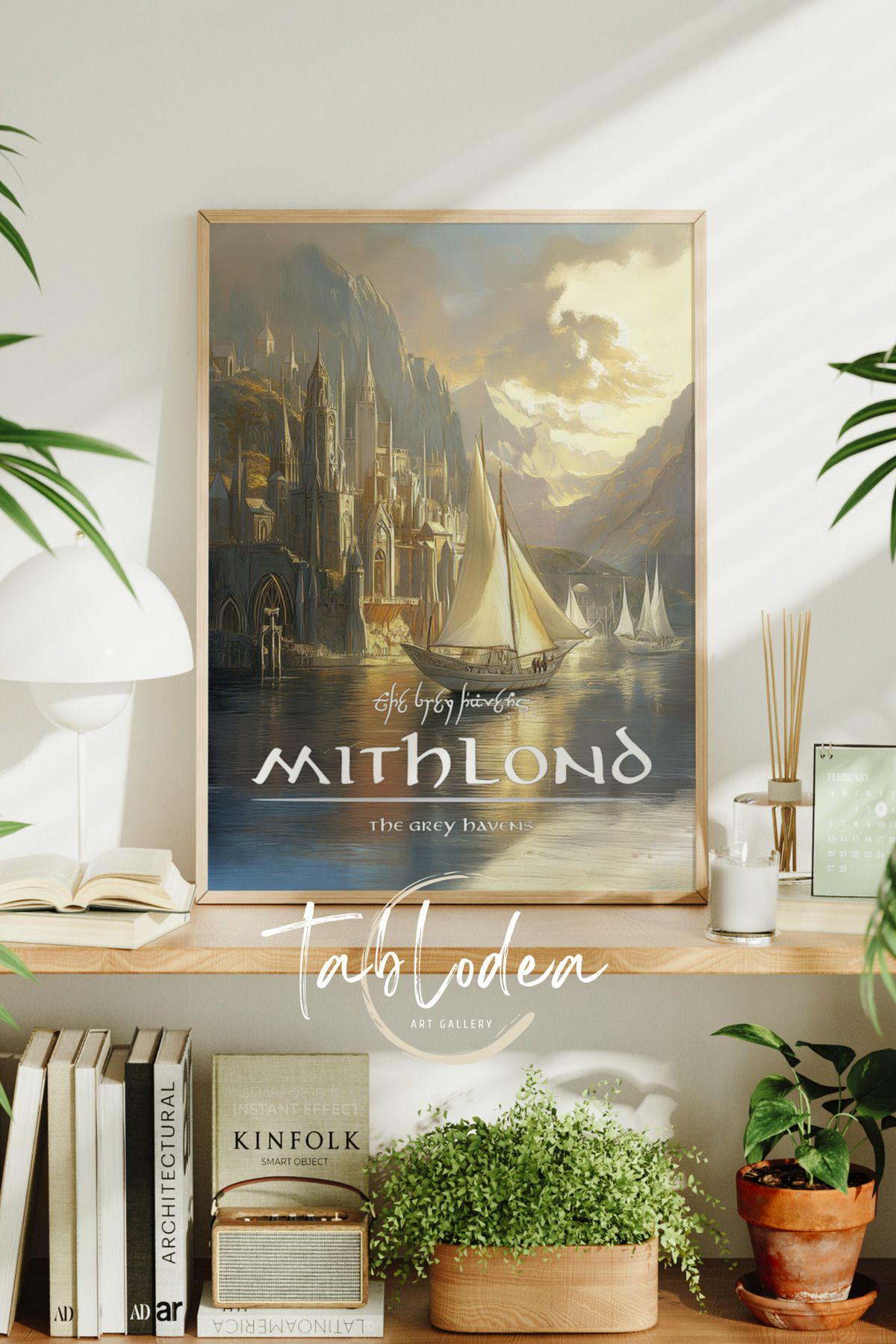 tablodea Yüzüklerin Efendisi Çerçeveli Poster Tablo, The Lord Of The Rings Tablo Mithlond Klasik Film Tablosu