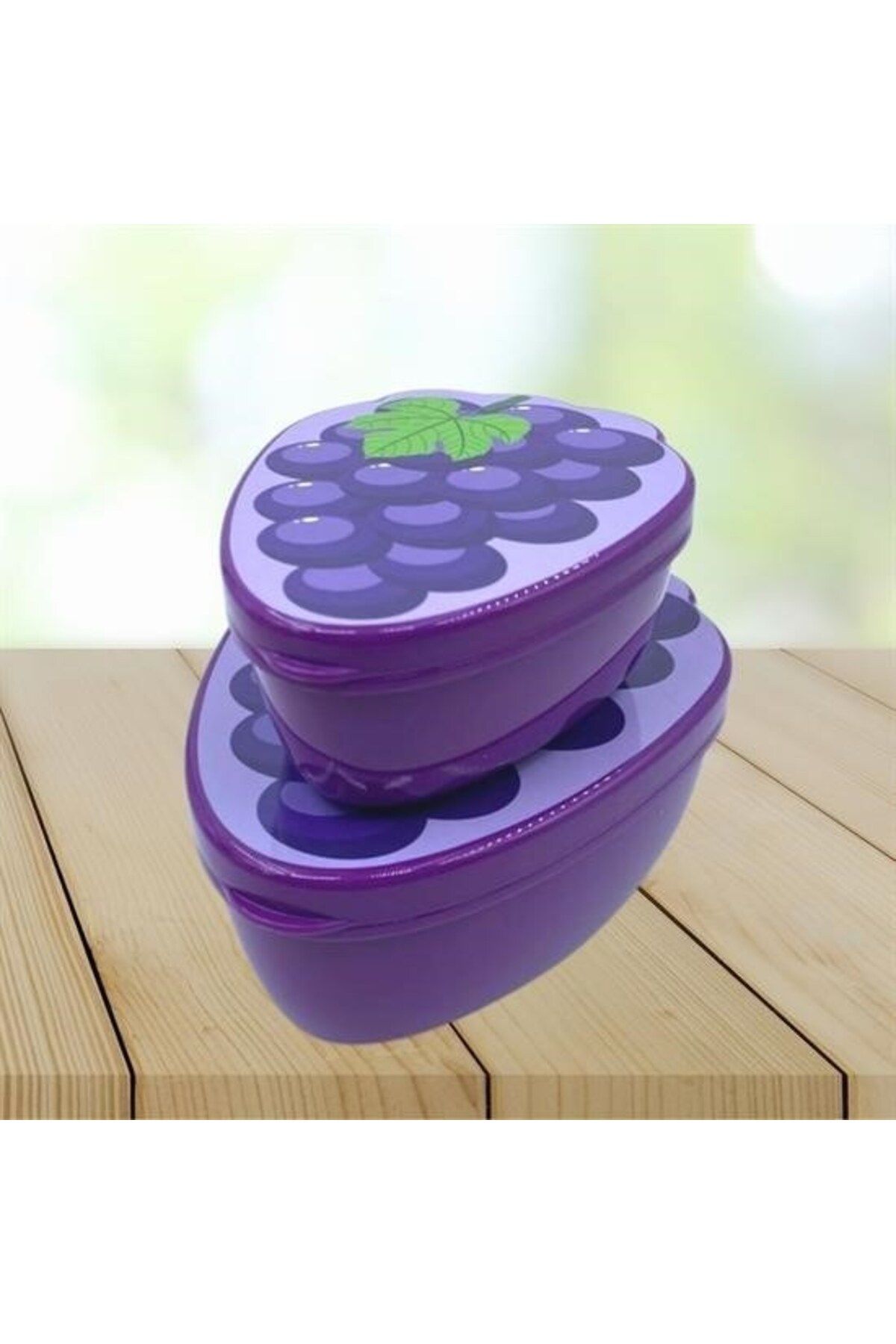KfksStore 2 li İç İçe Geçebilen Üzüm Model Saklama ve Beslenme Kabı Seti (550 ml + 250 ml)