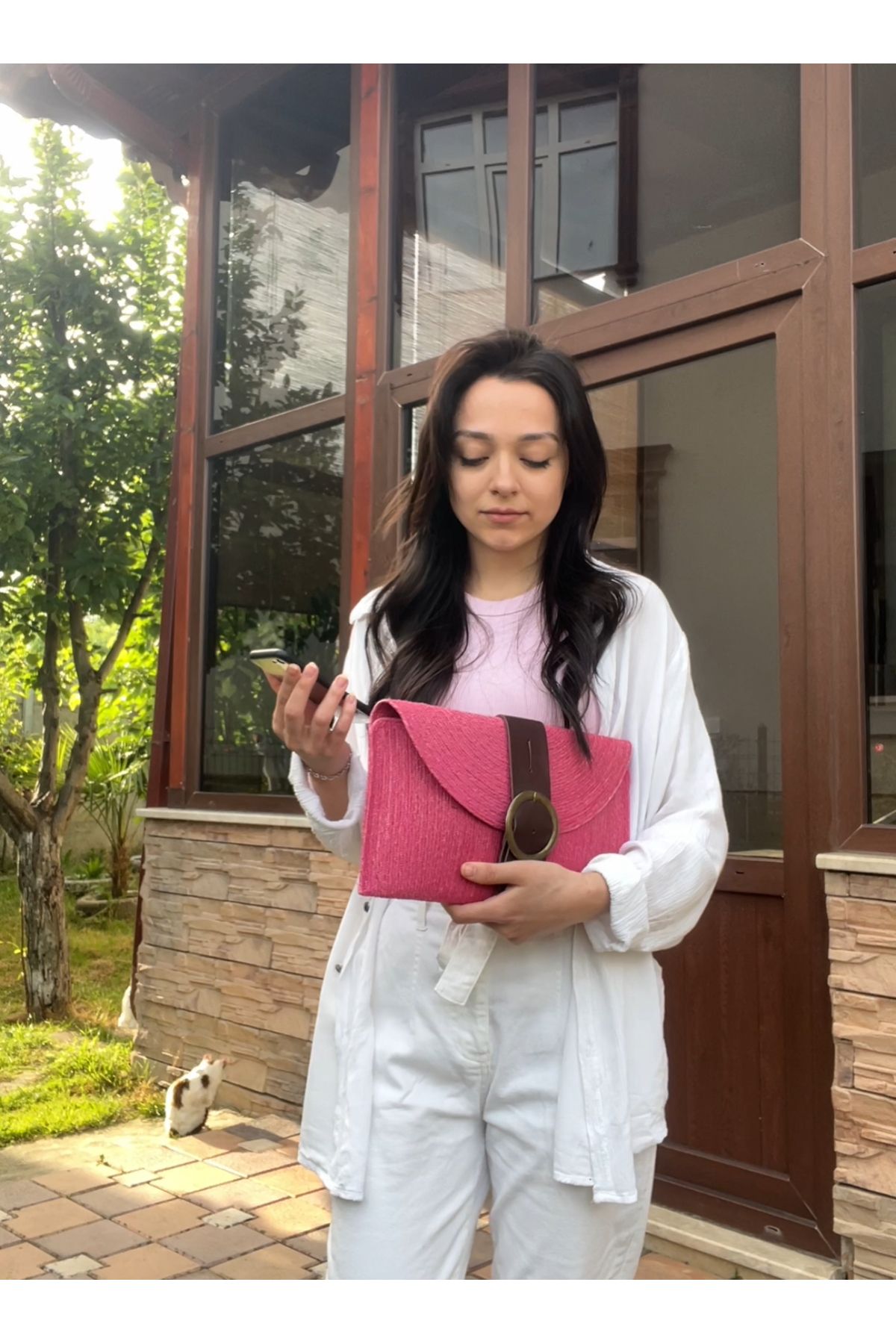 Mirel çanta HASIR CLUTCH EL ÇANTASI