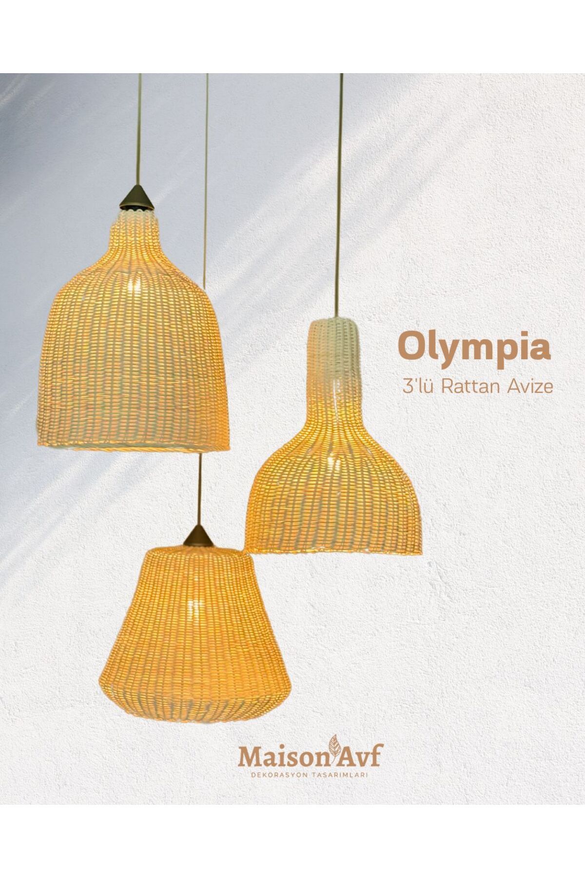 Maison Avf 3’lü Olympia Rattan Avize Set