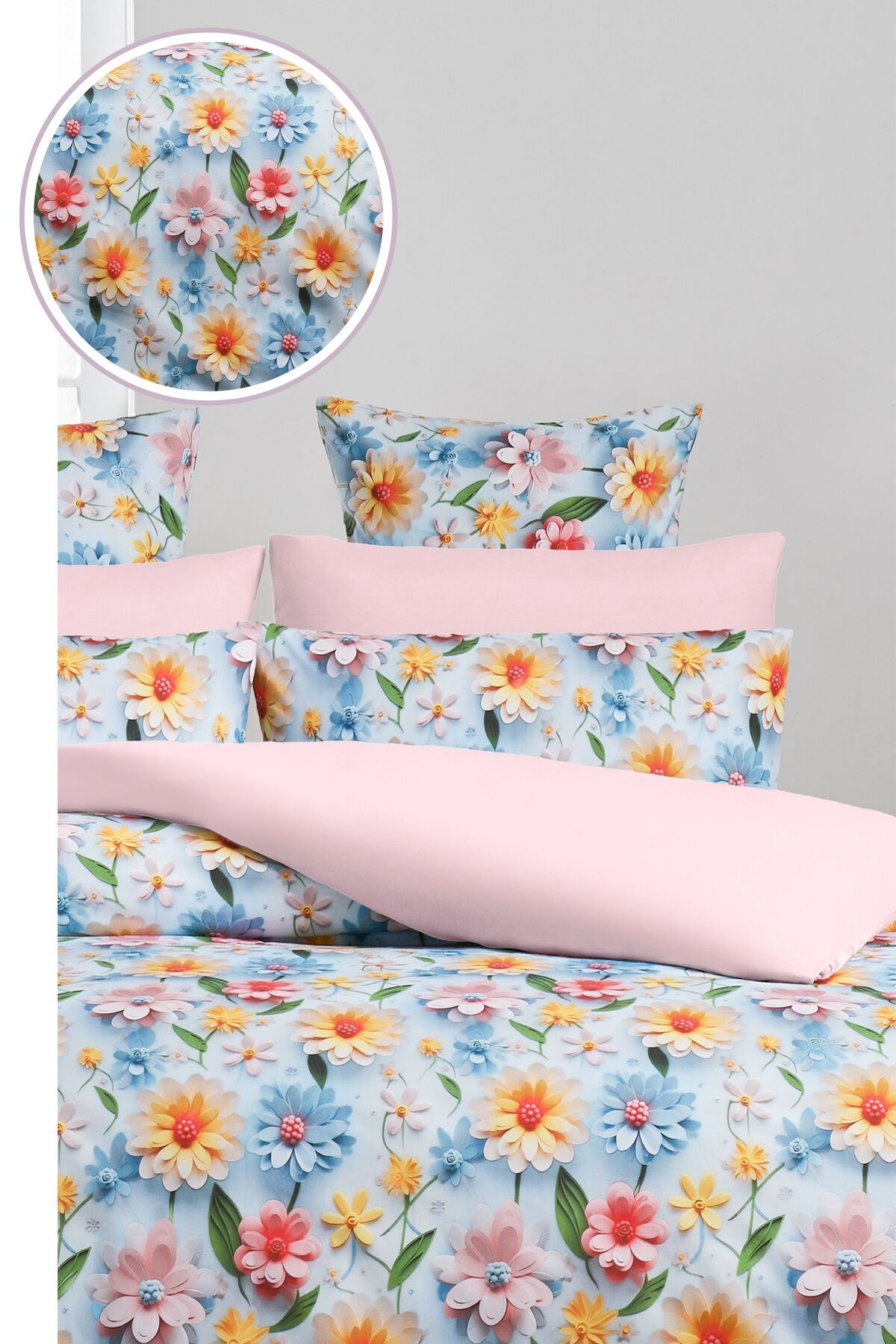 Sheri Home 3D Bahar Çift Kişilik 1 Adet Nevresim (YORGAN KILIFI)200 Cm X 220 CmFlowersbejmalzeme: %100 Pamuk.