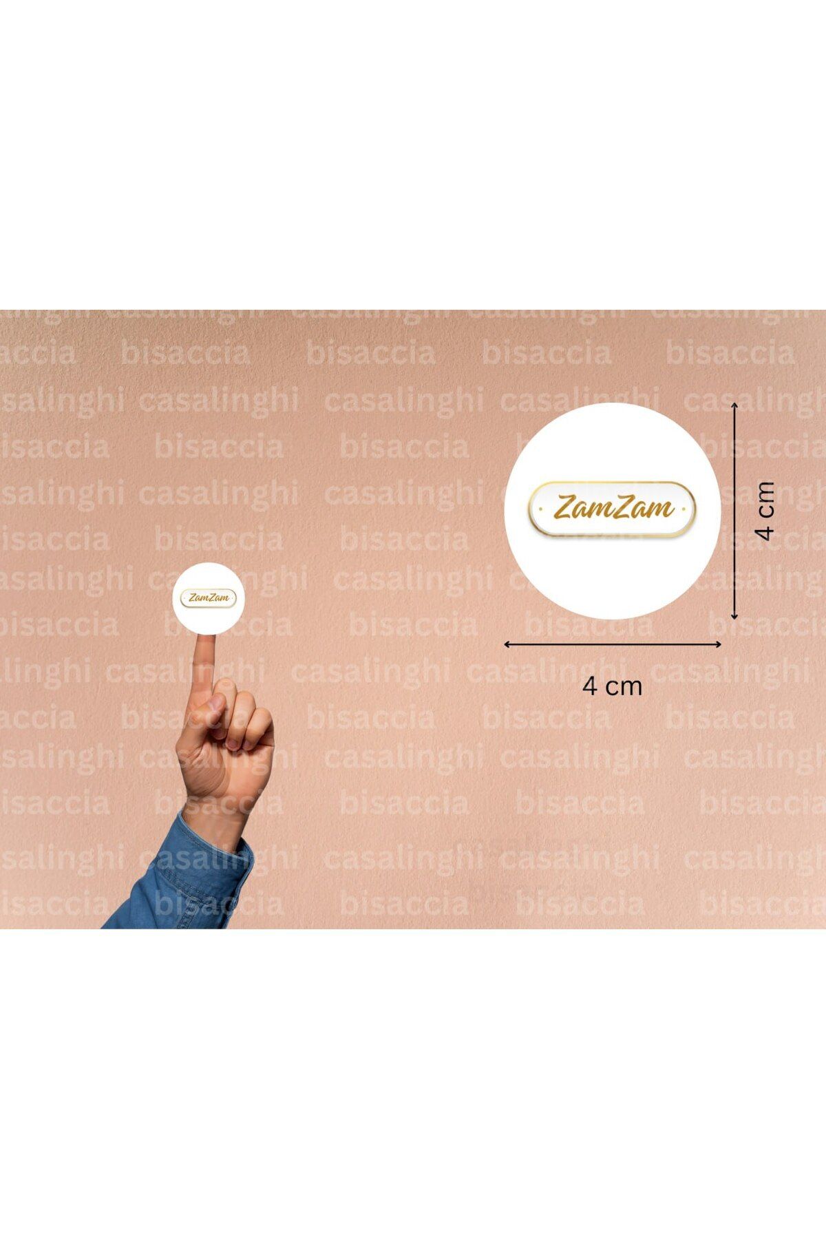 CASALINGHI İngilizce Zemzem Etiketi Yuvarlak Mat Sticker Zamzam Hajj Umre Süslemeleri 4 Cm (45 Adet)