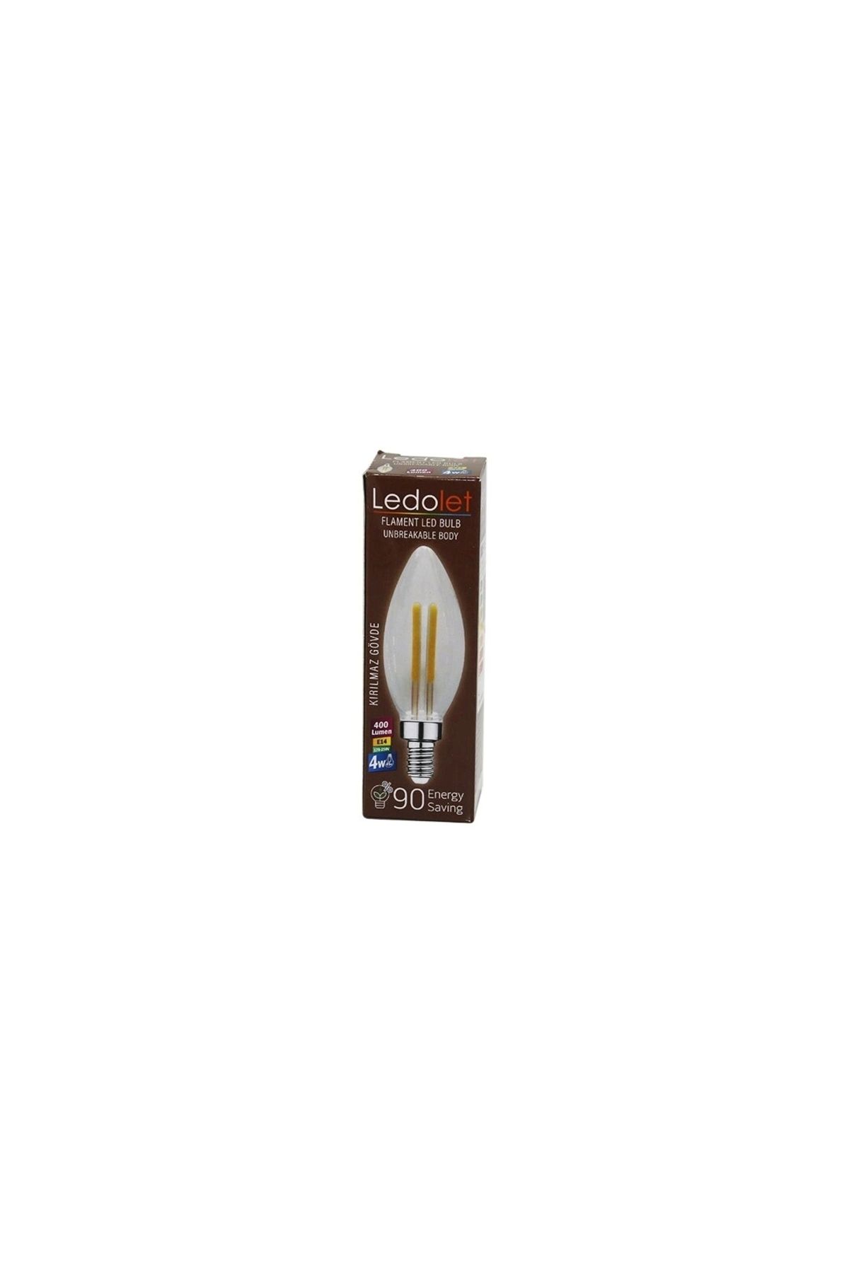 STOREMAX LEDOLET 4W=45W - E14 MUM FLAMENT LED RUSTİK AMPUL 400LUMEN - 3000K KIRILMAZ GÖVDE (5047)