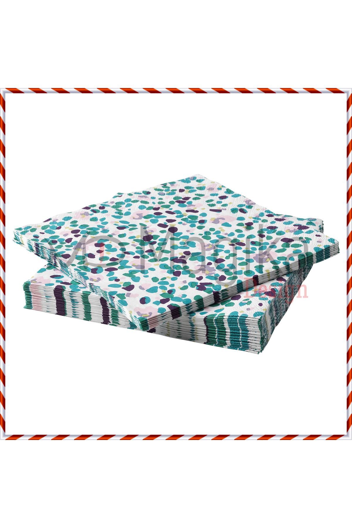 Magika Design Tacksamhet Renkli Desenli Peçete, 33x33 cm, 30'lu