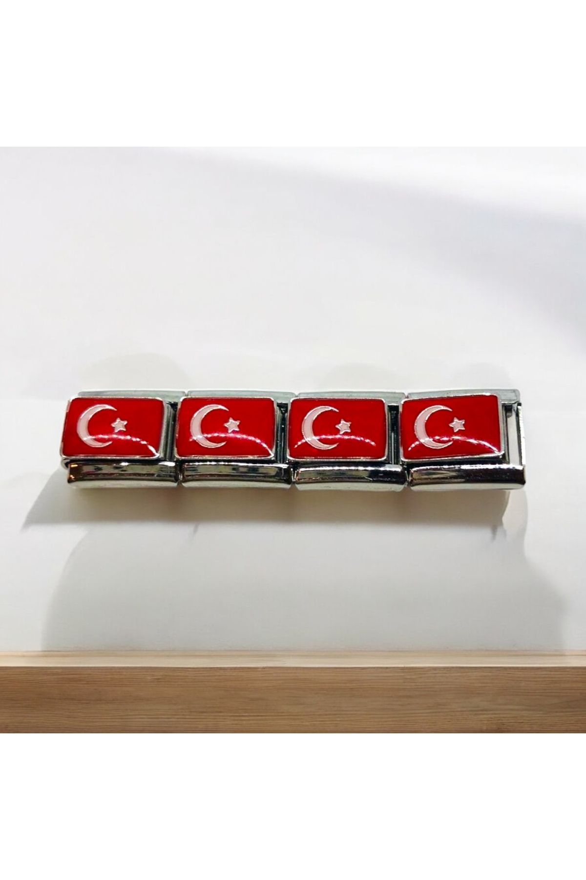 MeSin Store TÜRK BAYRAĞI ÇELİK CHARM BİR ADET İTALYAN BİLEKLİK İÇİN CHARM