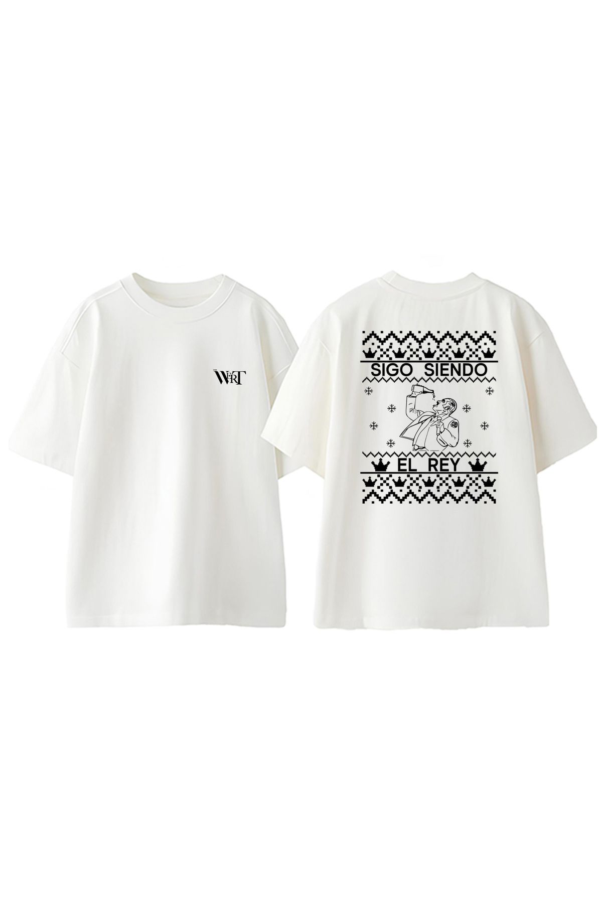THEWERT Sıgo Sıendo El Rey Tasarım Sırt Baskılı Pamuk Beyaz Oversize T-shirt