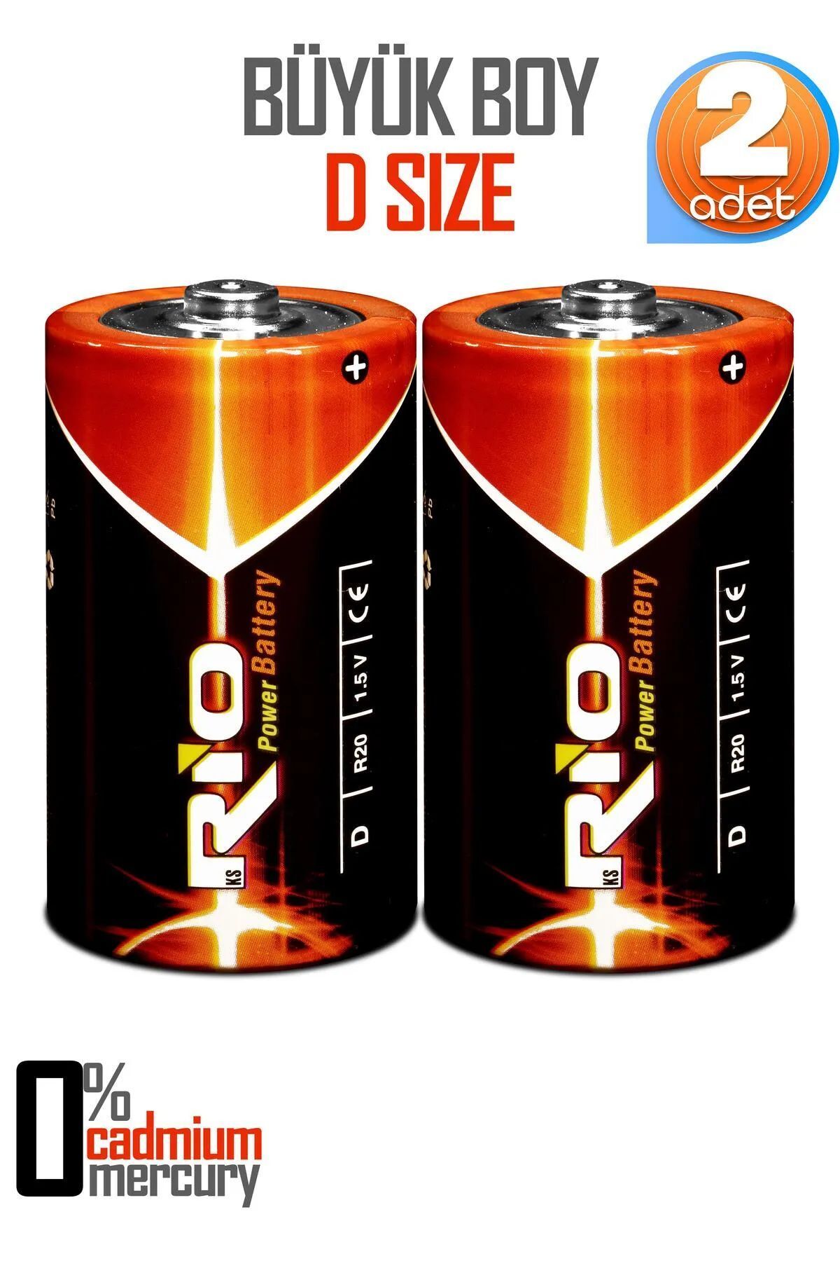 Soft Kare Rio 2li Büyük Boy Pil R20 D-Size Pil D Boy Pil Oyuncak Pili Çinko Karbon Pil Zn-C 1.5 V