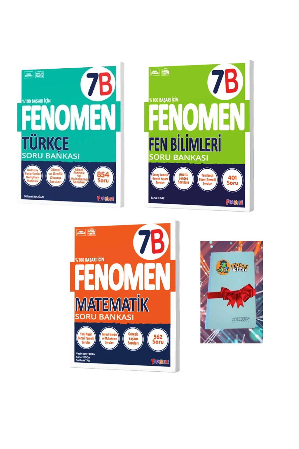 Fenomen Yayıncılık 7B TÜRKÇE + FEN BİLİMLERİ + MATEMATİK Soru Bankası (DEFTER HEDİYE) ATG