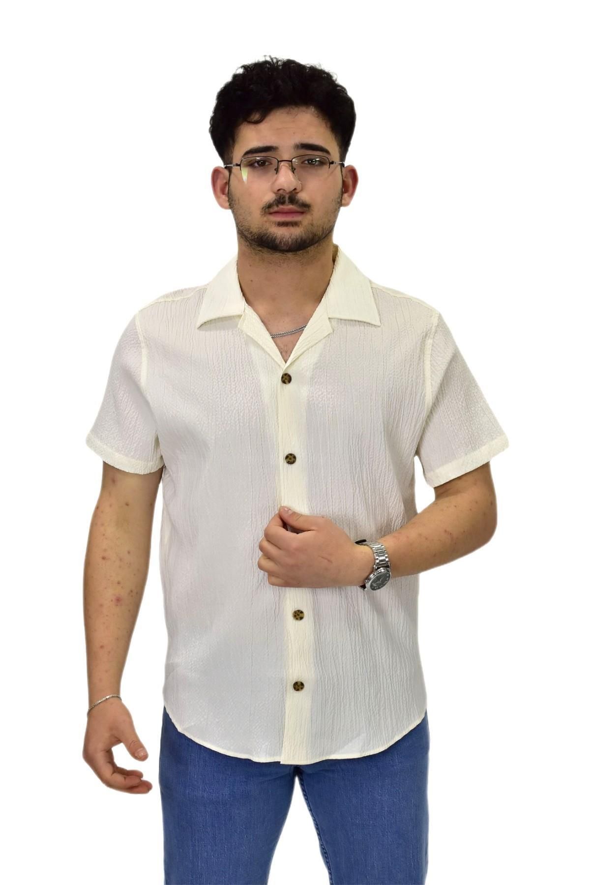Raymons Erkek Spor Silim Fit Kısa Kol Gömlek G5003 BGL-ST04496