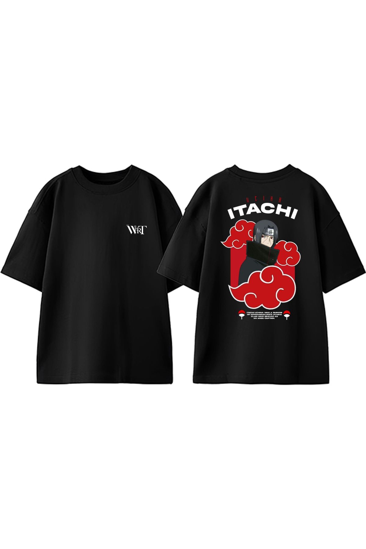 THEWERT Ucıha Itachı Tasarım Sırt Baskılı Pamuk Siyah Oversize T-shirt