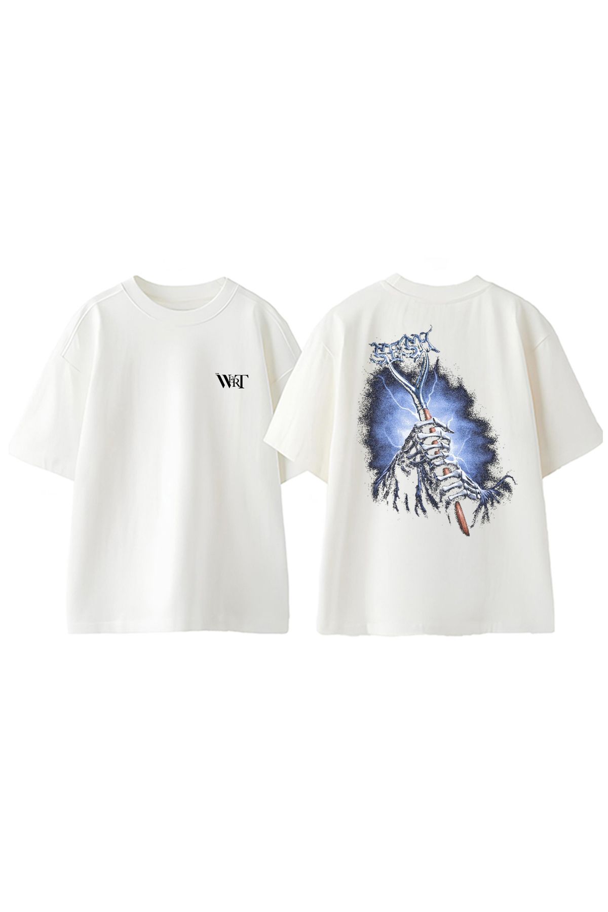 THEWERT Teamsesh Tasarım Sırt Baskılı Pamuk Beyaz Oversize T-shirt