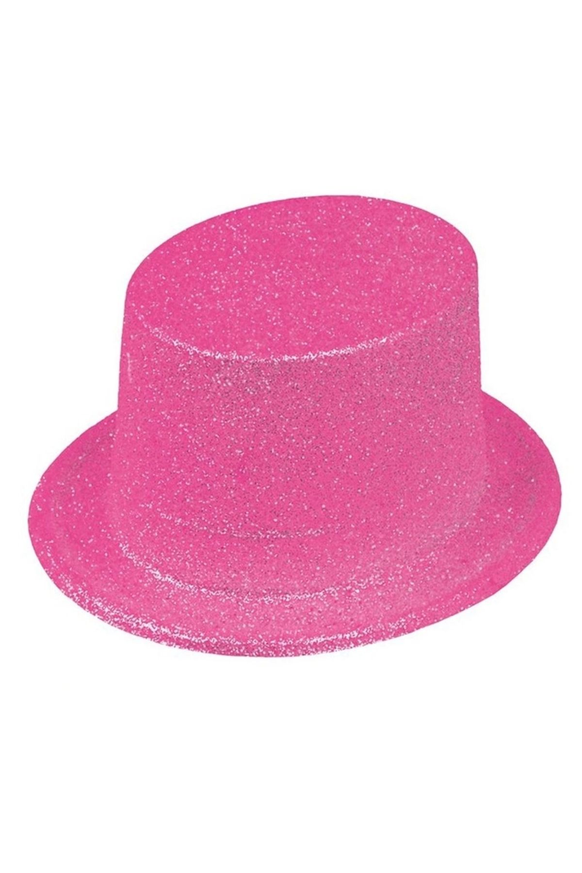 STOREMAX Floresan Pembe Renk Simli Uzun Fötr Melon Şapka 12 cm (5047)
