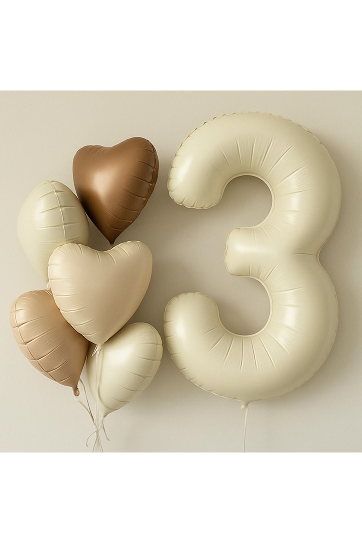 Harmonyparti 3 Yaş Krem Kalpli Balon Seti