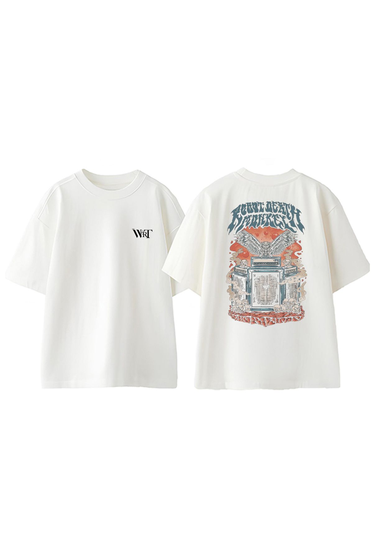 THEWERT Tony Montana Black White Tasarım Sırt Baskılı Pamuk Beyaz Oversize T-shirt