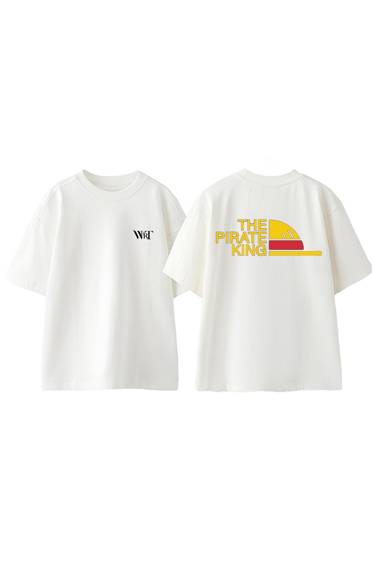 THEWERT The Pırate Kıng Tasarım Sırt Baskılı Pamuk Beyaz Oversize T-shirt