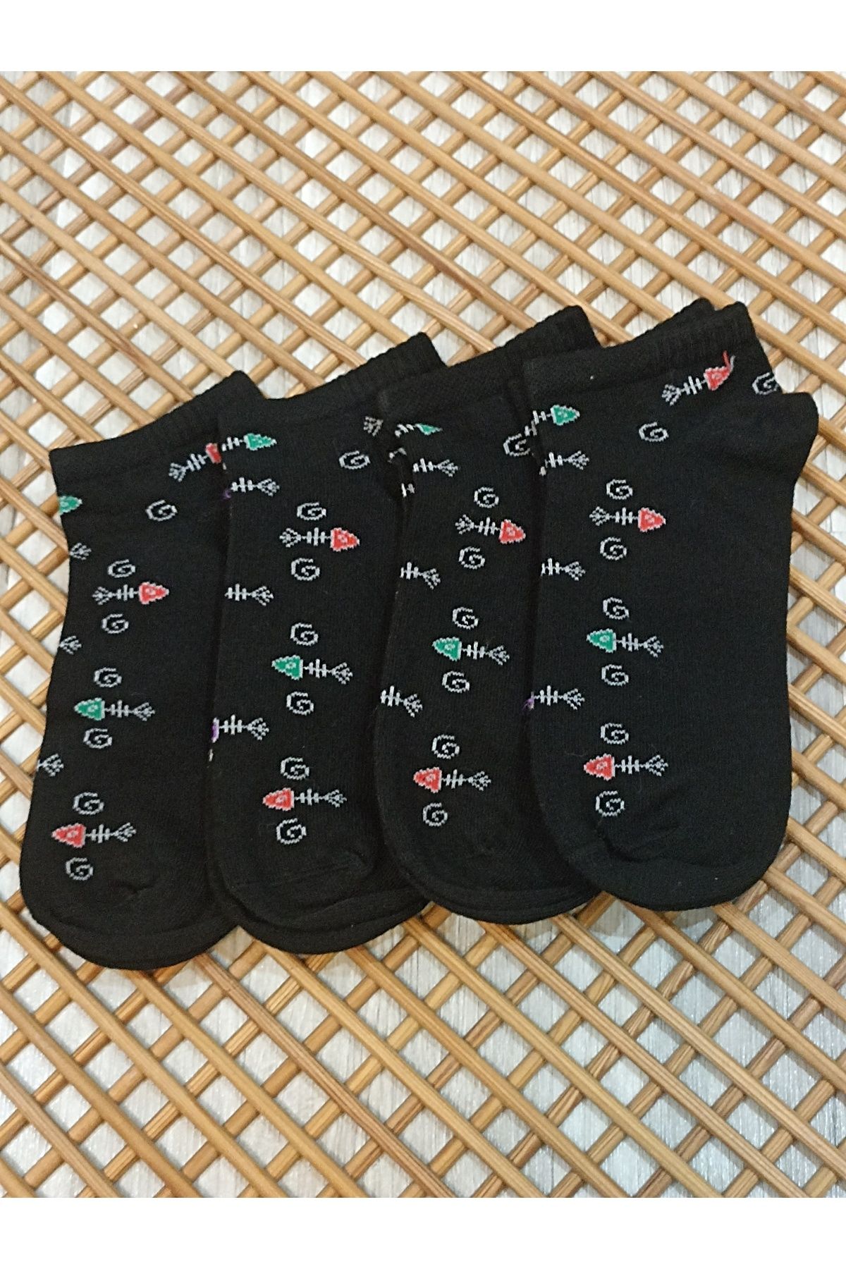 Rocks For Dikişsiz Burun 4 Çift Kadın Desenli Patik Çorap