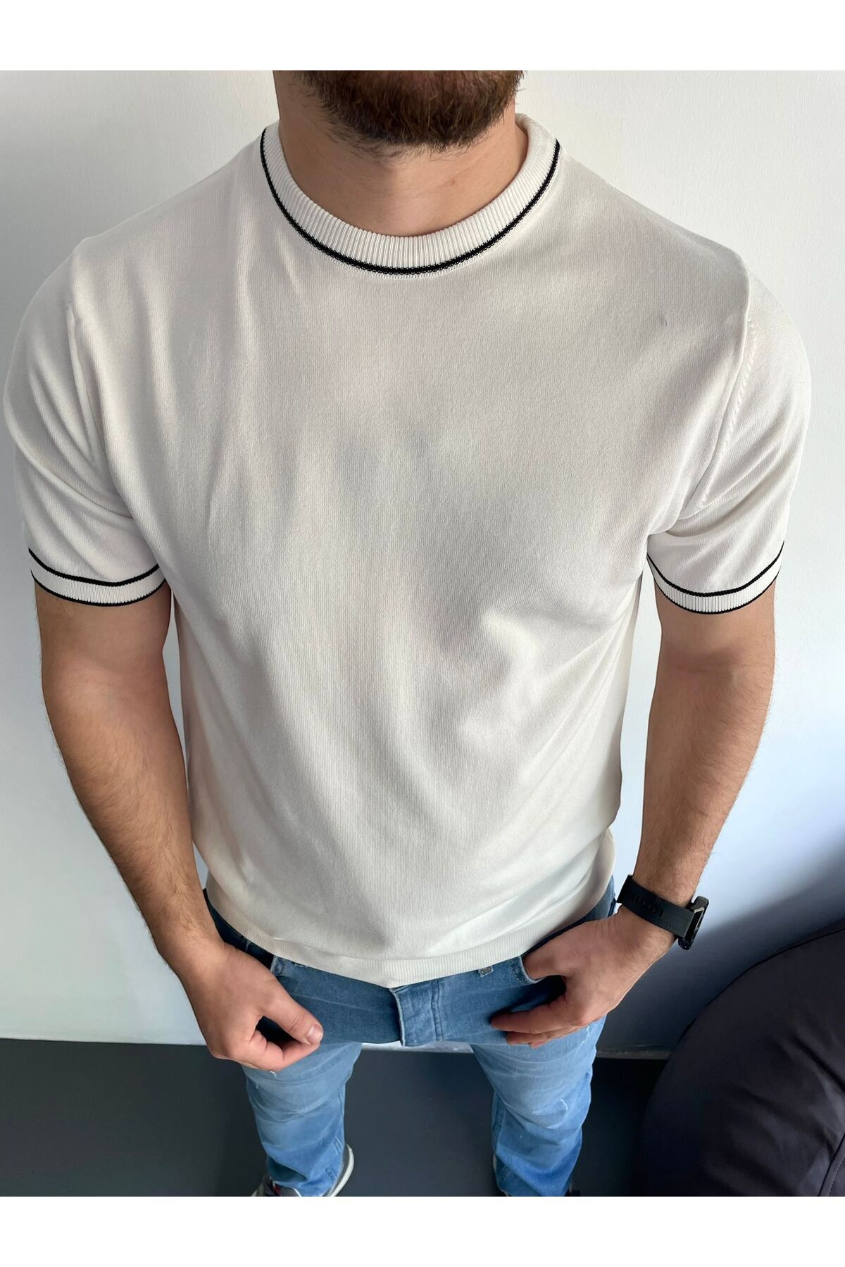 Pablomoda Bisiklet Yaka Örme Triko T-shirt